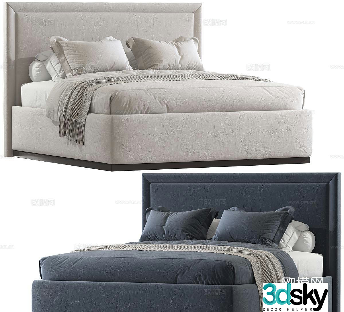 Modern fabric double bed Minimalist double bed Fabric double bed Italian double bed Master bedroom bed 3D model