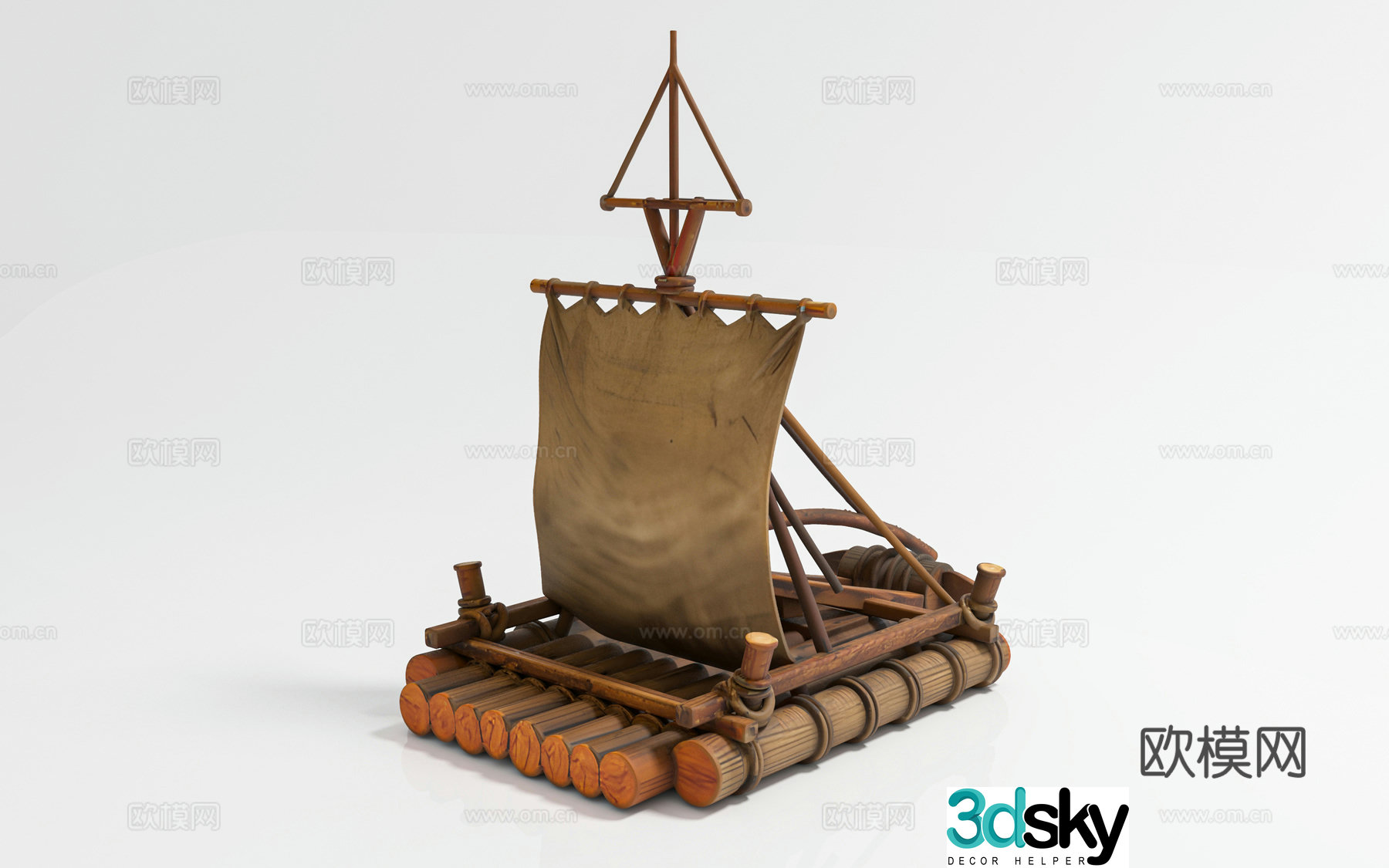 Wooden boats and sailing boats Water transportation Bamboo rafts and wooden boats Solitary boat rafting Exhibition display Display props 3D model