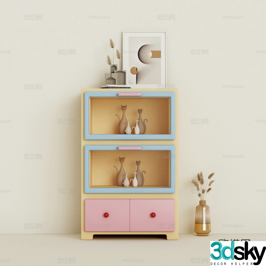 Creamy style entrance cabinet TV cabinet side cabinet sofa cabinet 3d model