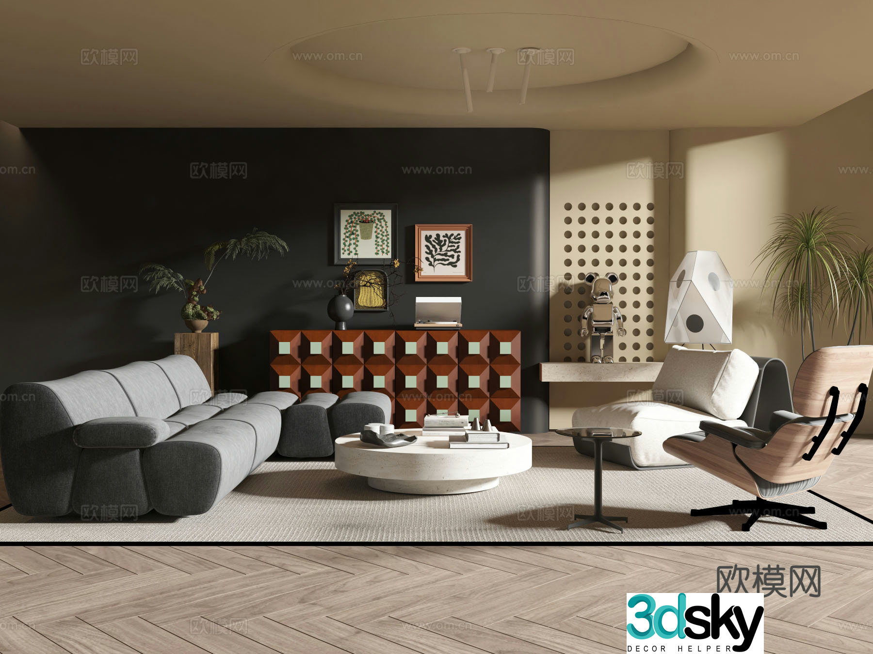 Middle-aged living room 3d model