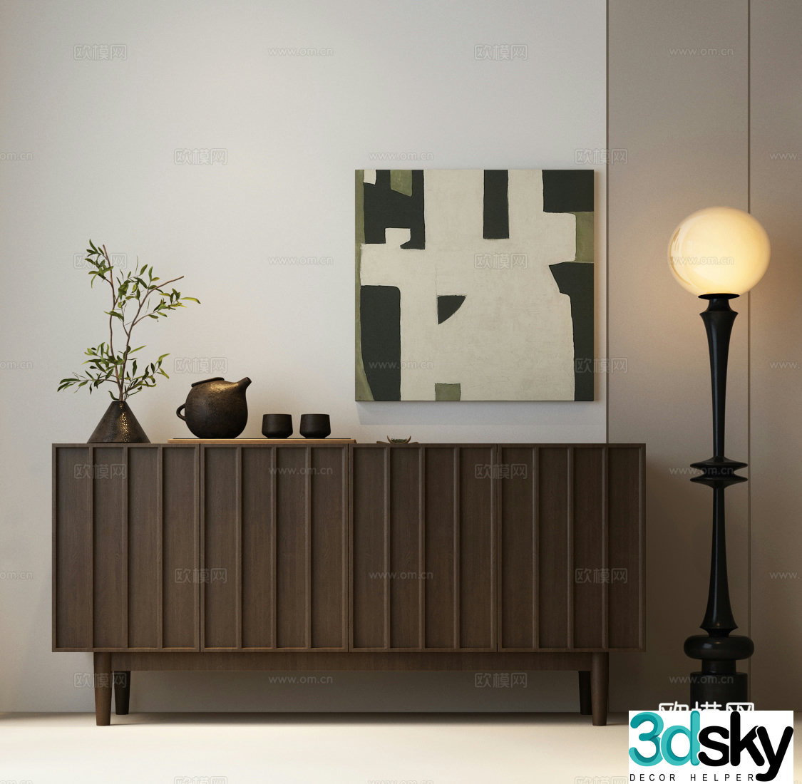 Porch cabinet modern side cabinet modern porch cabinet modern chest of cabinet decorative cabinet floor lamp decorative 3D model