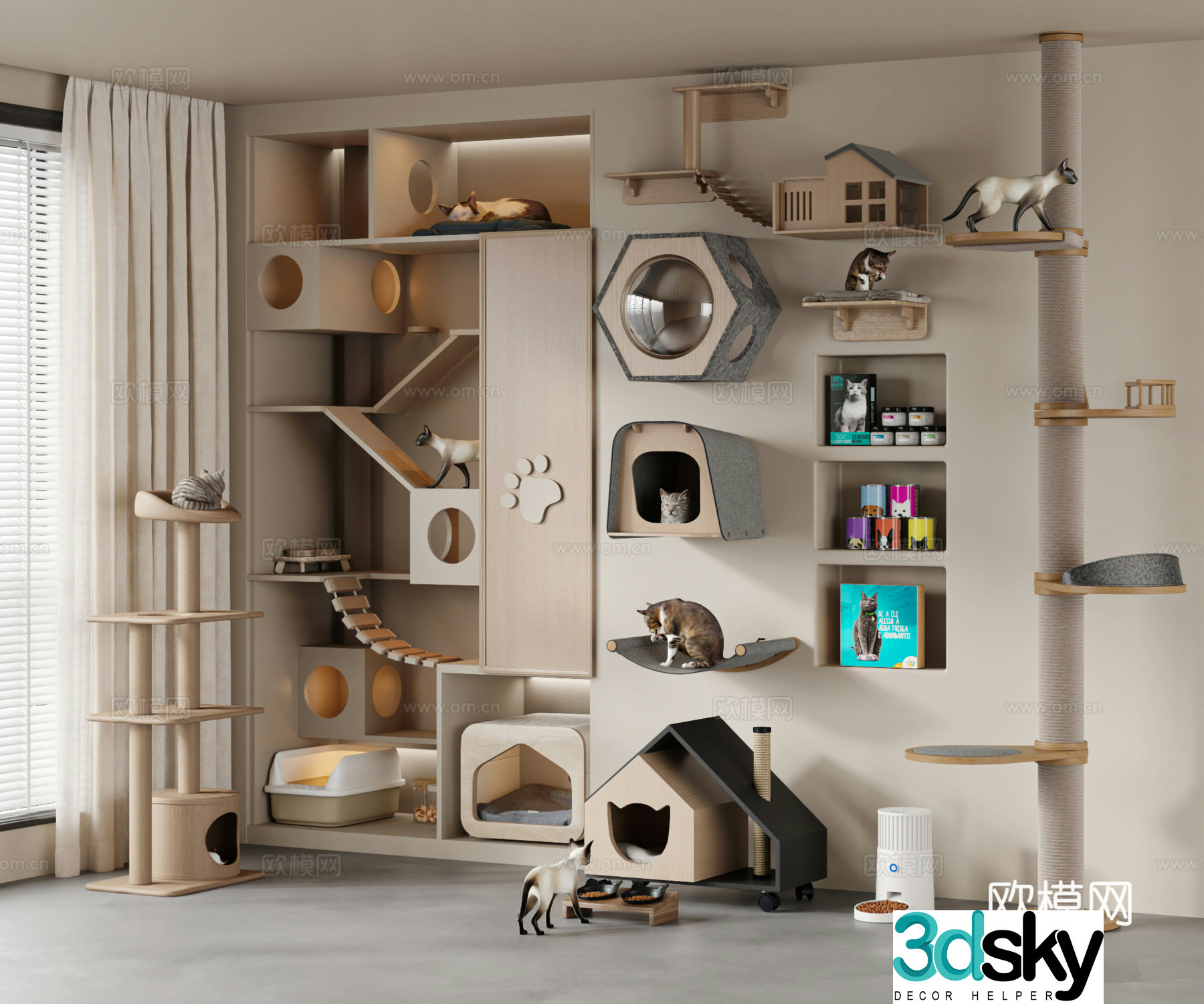 Modern cat climbing rack pet supplies cat nest pet locker cat 3d model