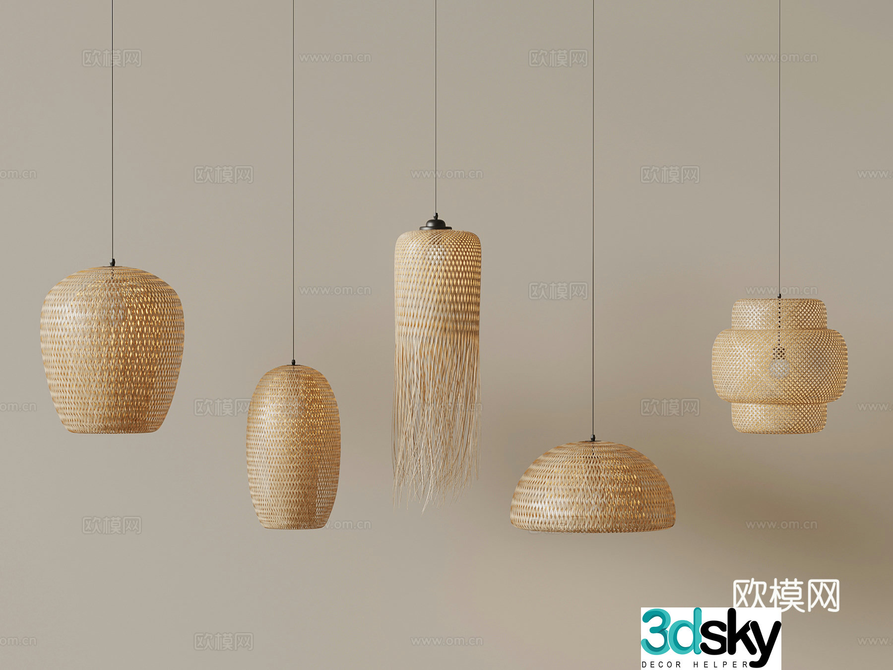 Chandelier Wasabi Chandelier Rattan chandelier 3D model