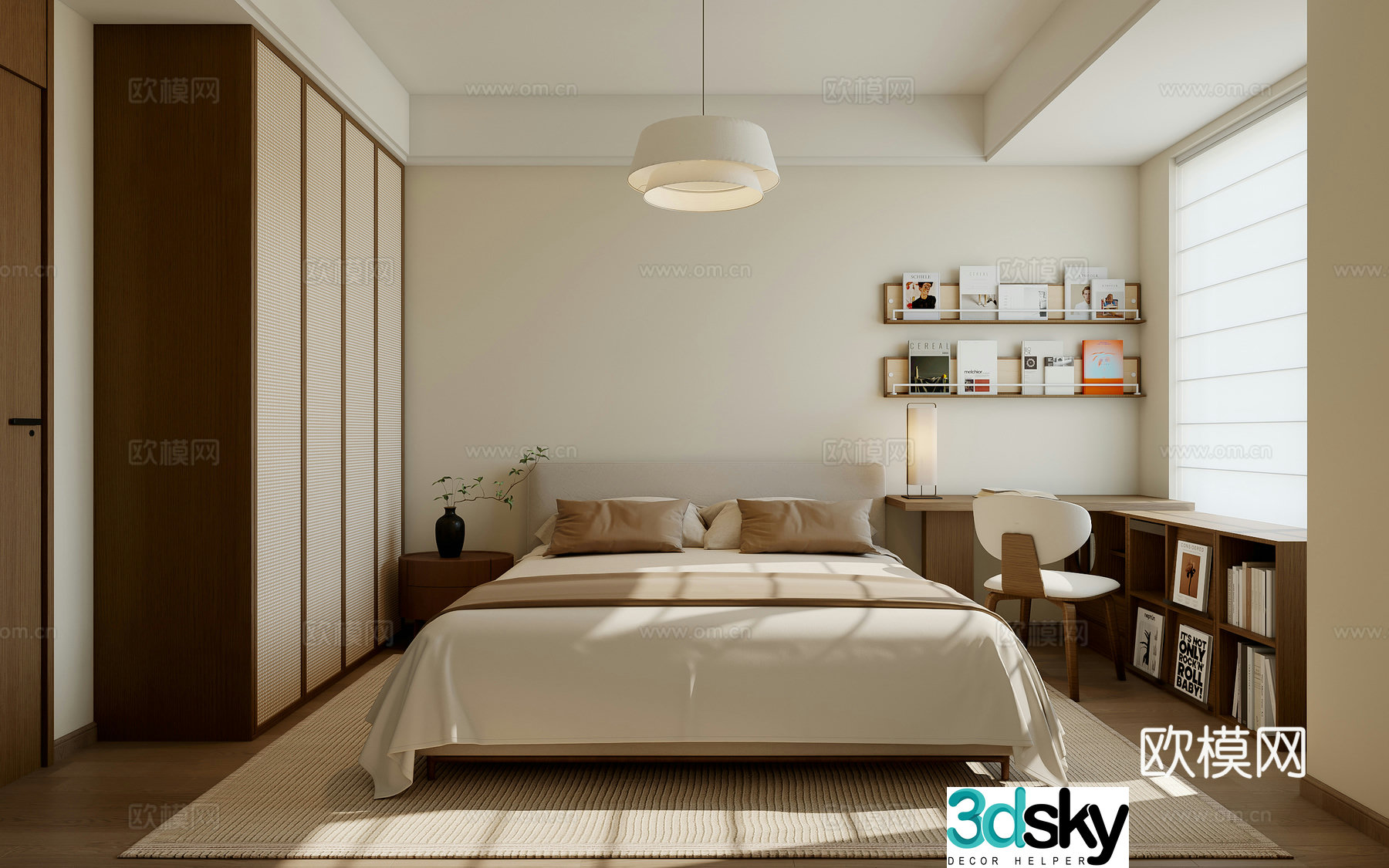 Zen New Chinese Style Home Bedroom Song Dynasty Aesthetic Bedroom 3D Model