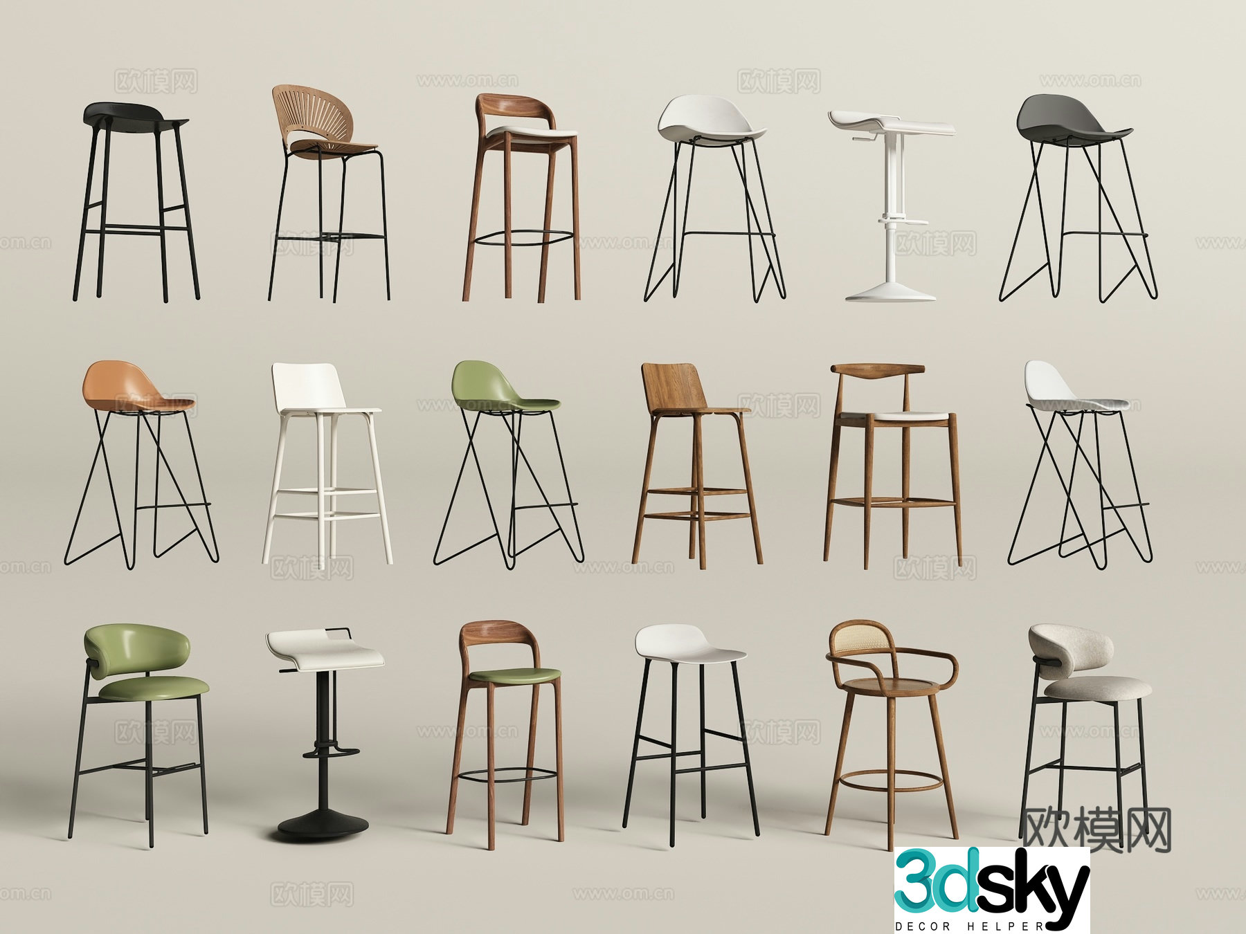 Modern bar chair Bar chair Single chair Chair 3d model