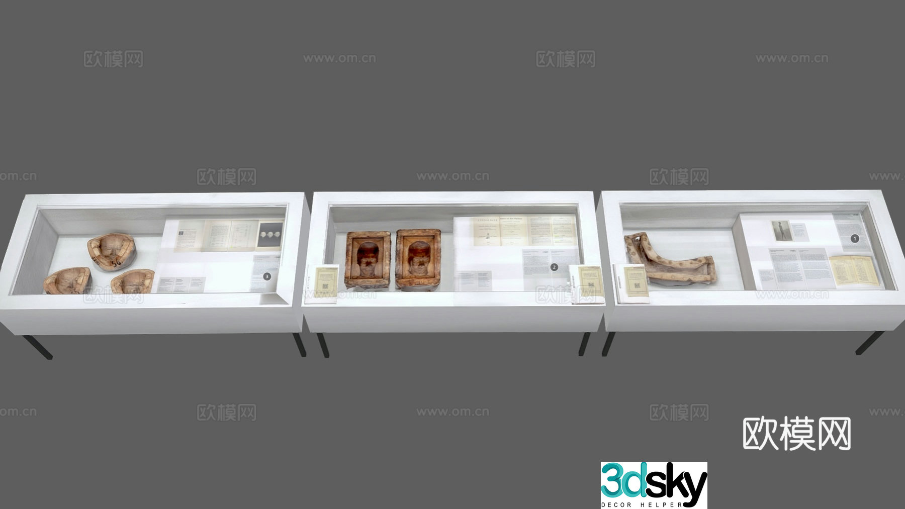 Modern sculpture ornaments Modern art ornaments Museum display cabinet Booth 3D model