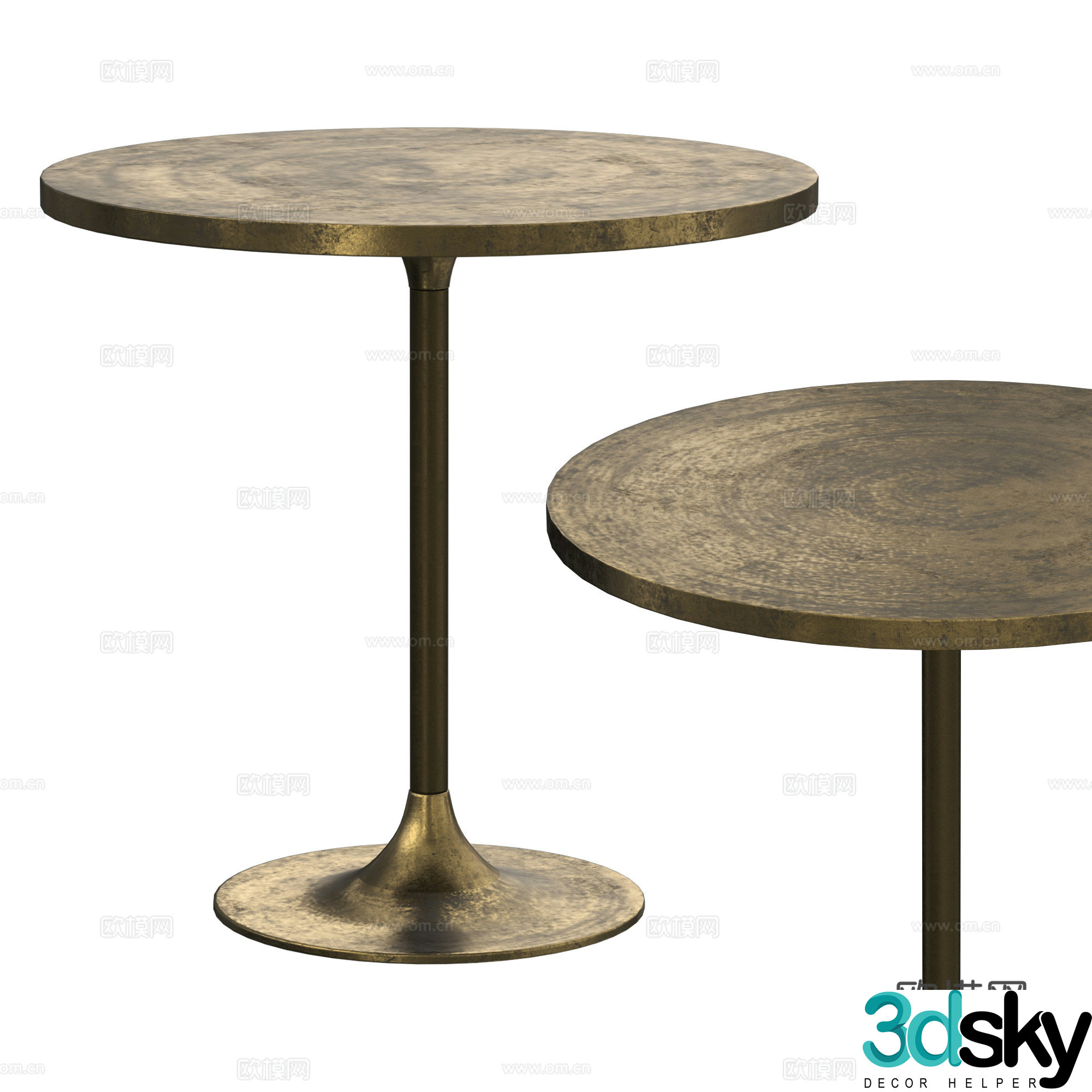 New Chinese style light luxury metal round edge 3D model