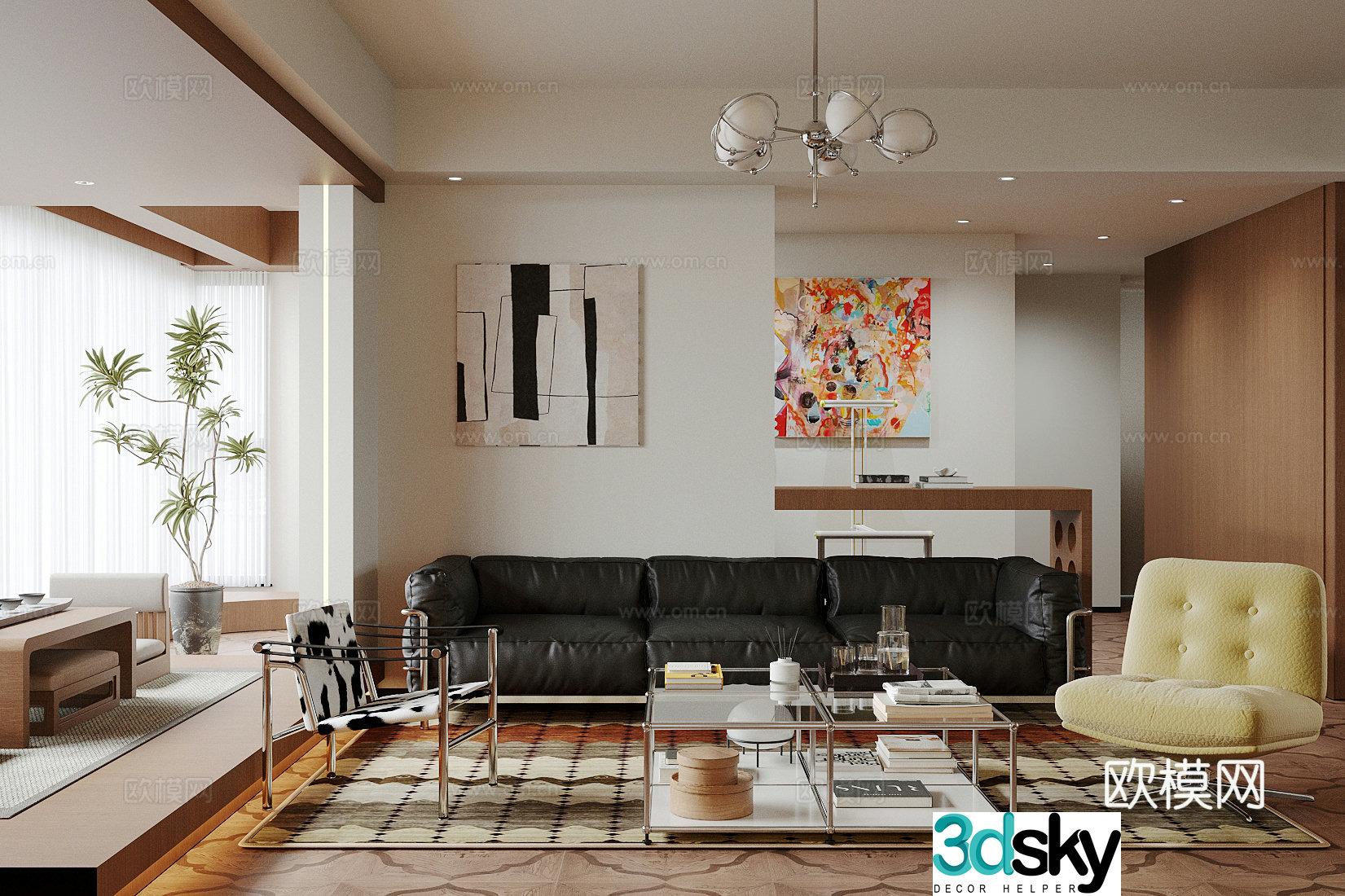 Modern medieval home living room medieval style living room retro style living room Bauhaus living room sofa chair 3d model