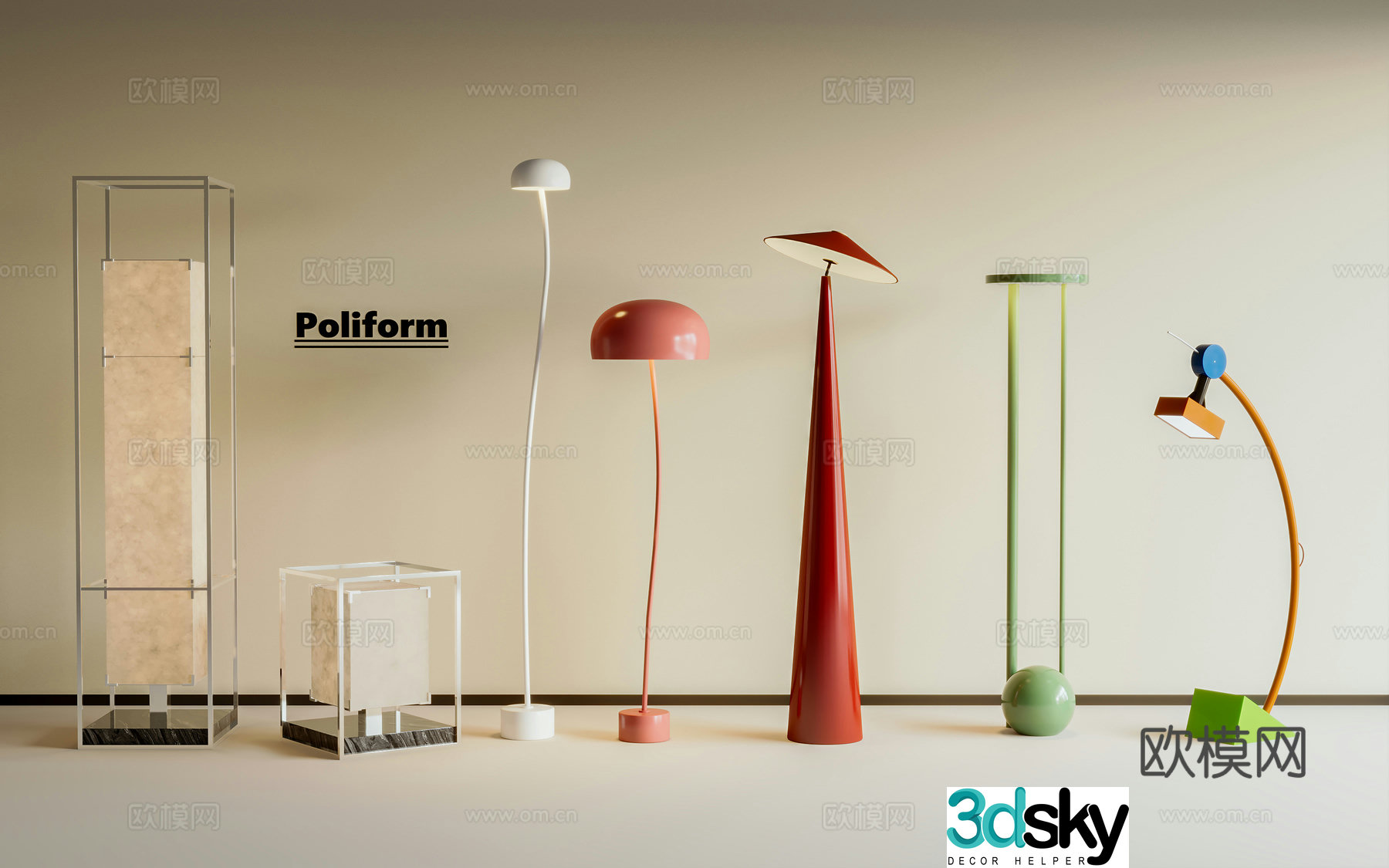 Modern simple floor lamp Bauhaus floor lamp Fishing lamp Metal floor lamp 3D model