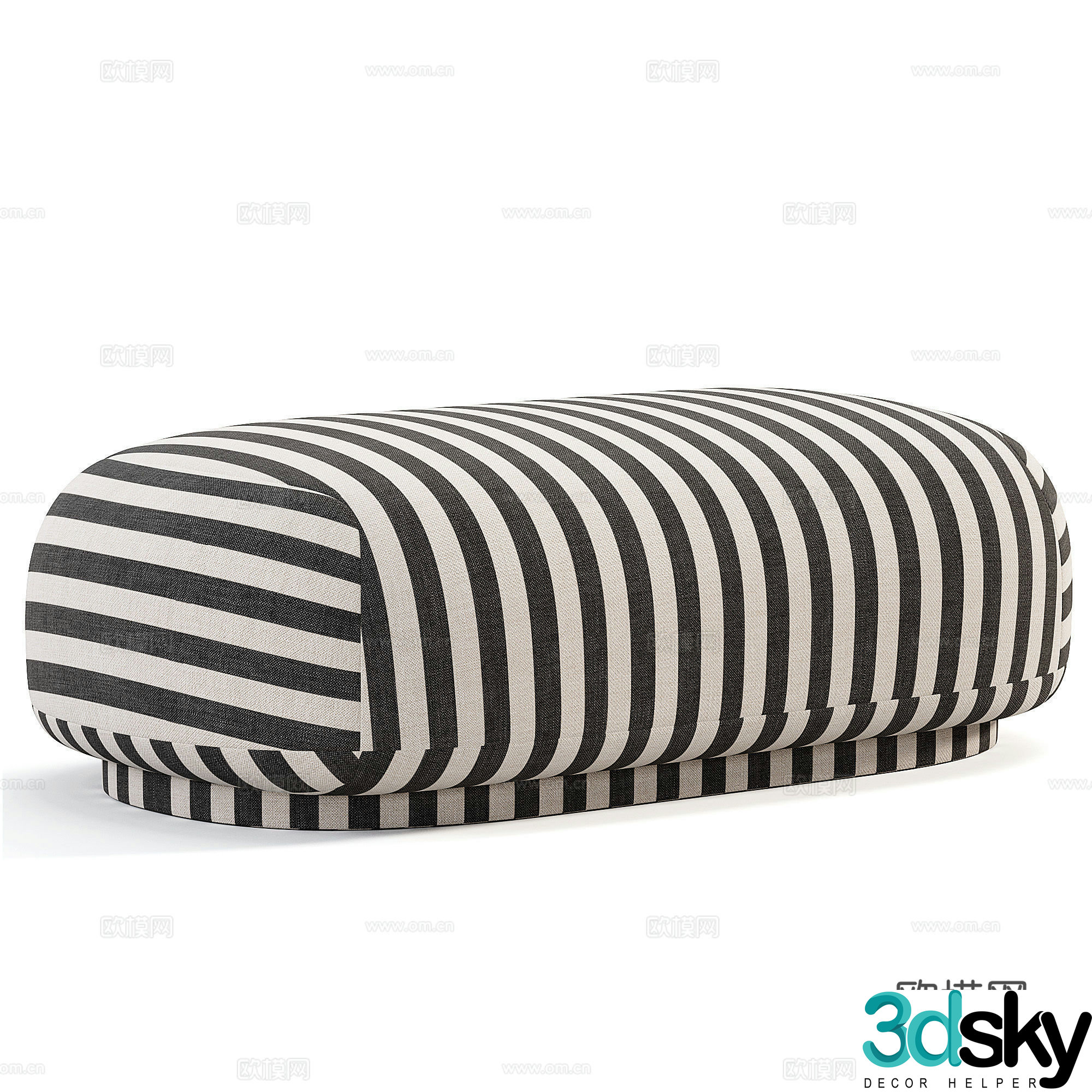 Modern cream style fabric sofa stool 3d model