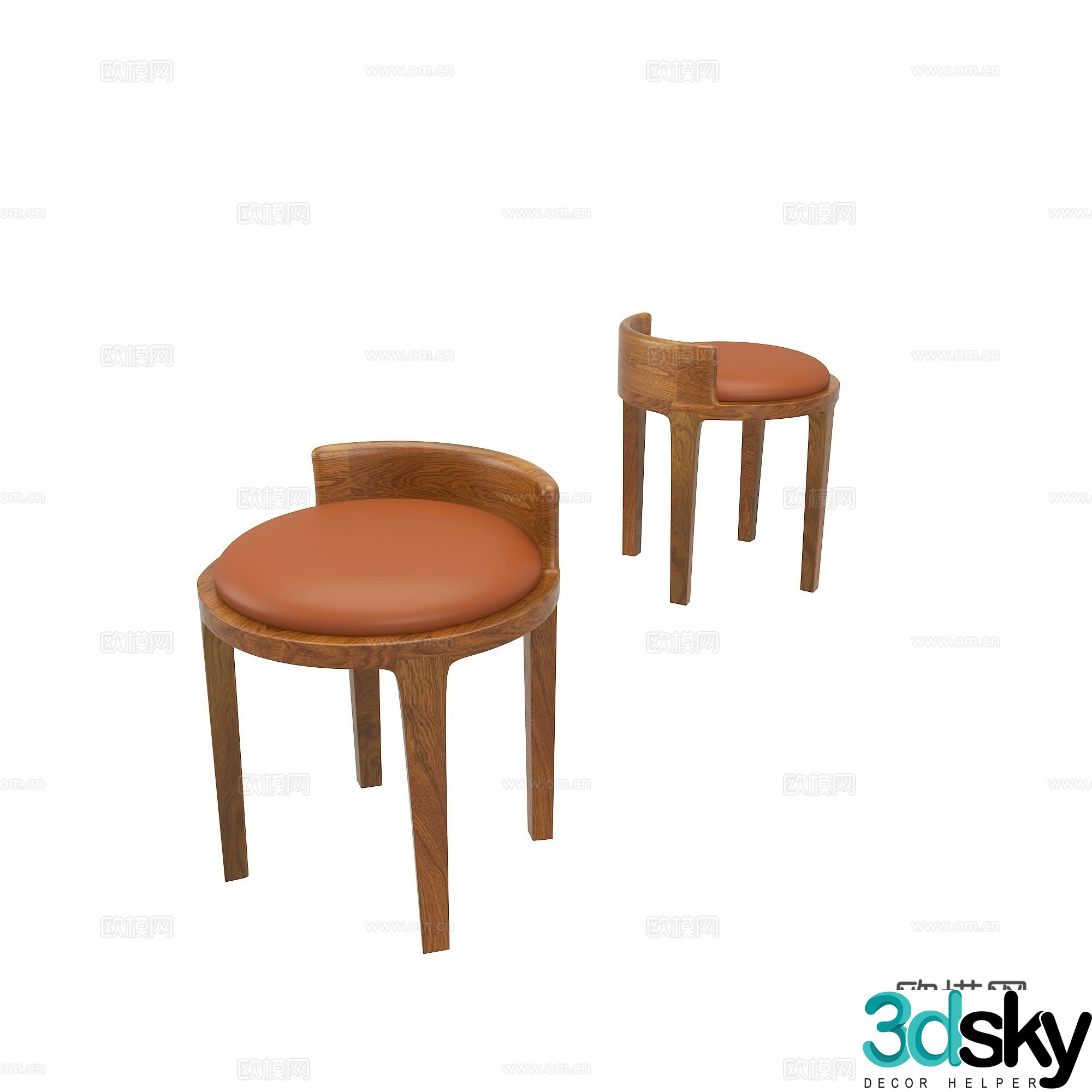 Retro small stool 3d model