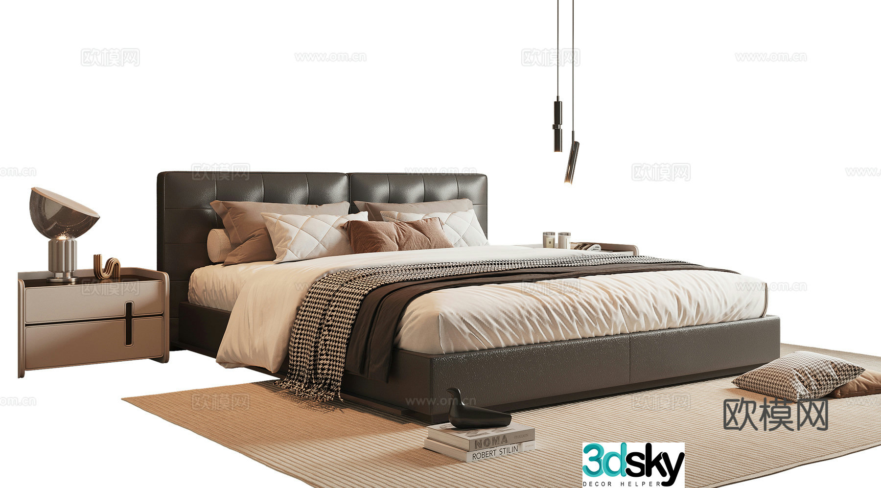 Italian double bed 3d model