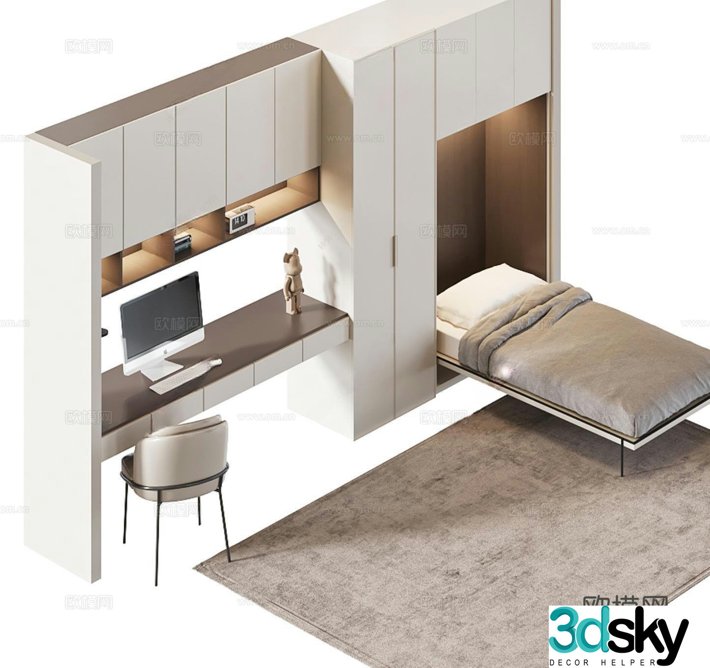 Modern folding bed 3d model