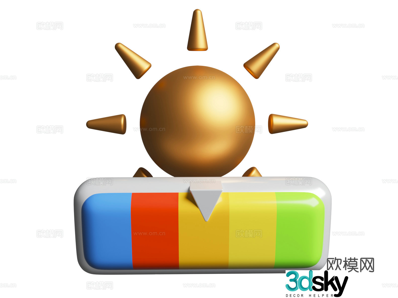 UV index weather status icon cartoon weather 3d model