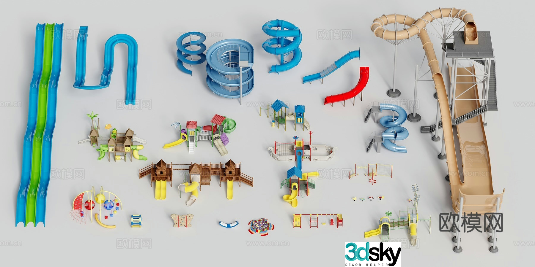 playground facilities park facilities slide 3d model