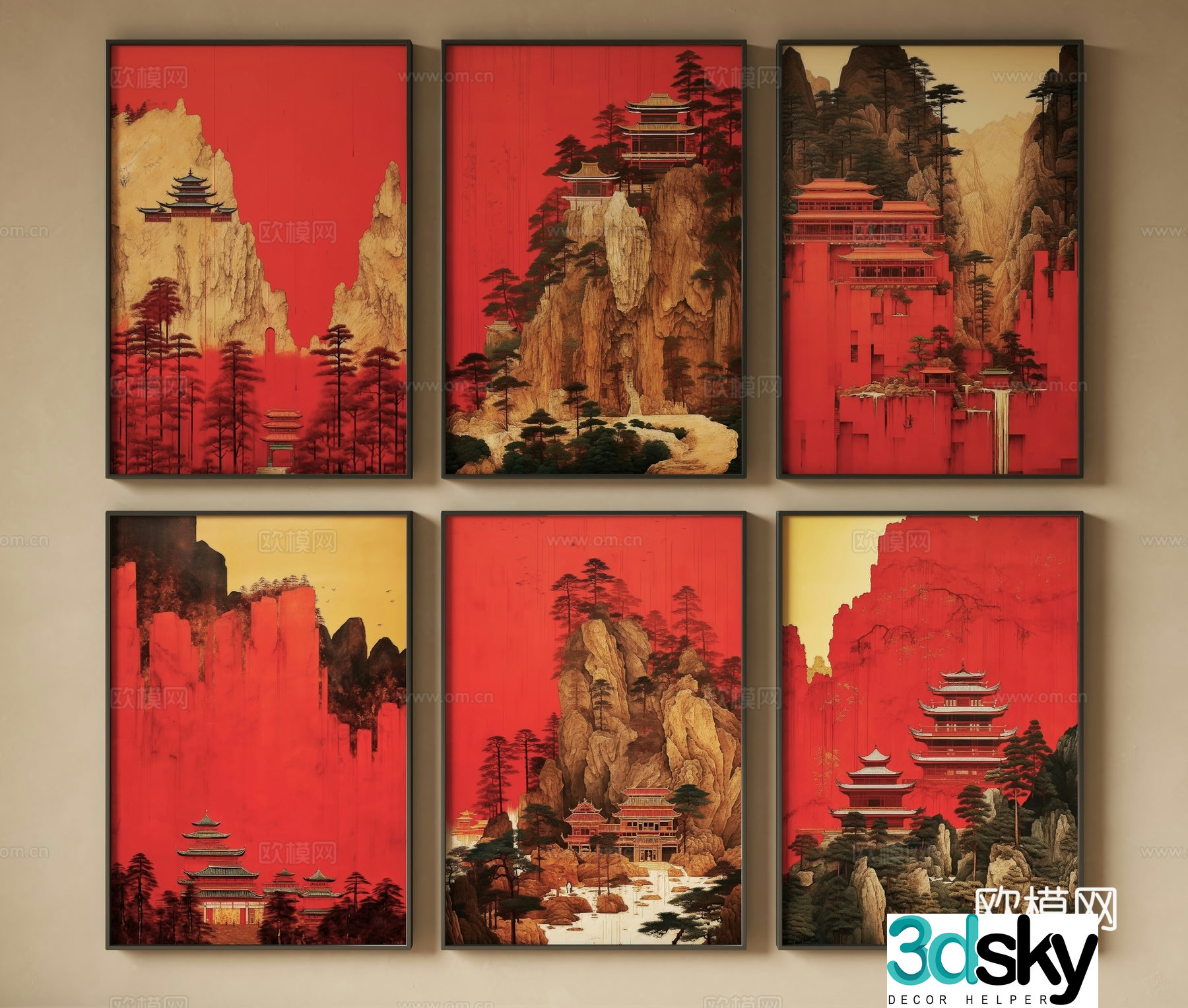 Chinese decorative painting 3d model