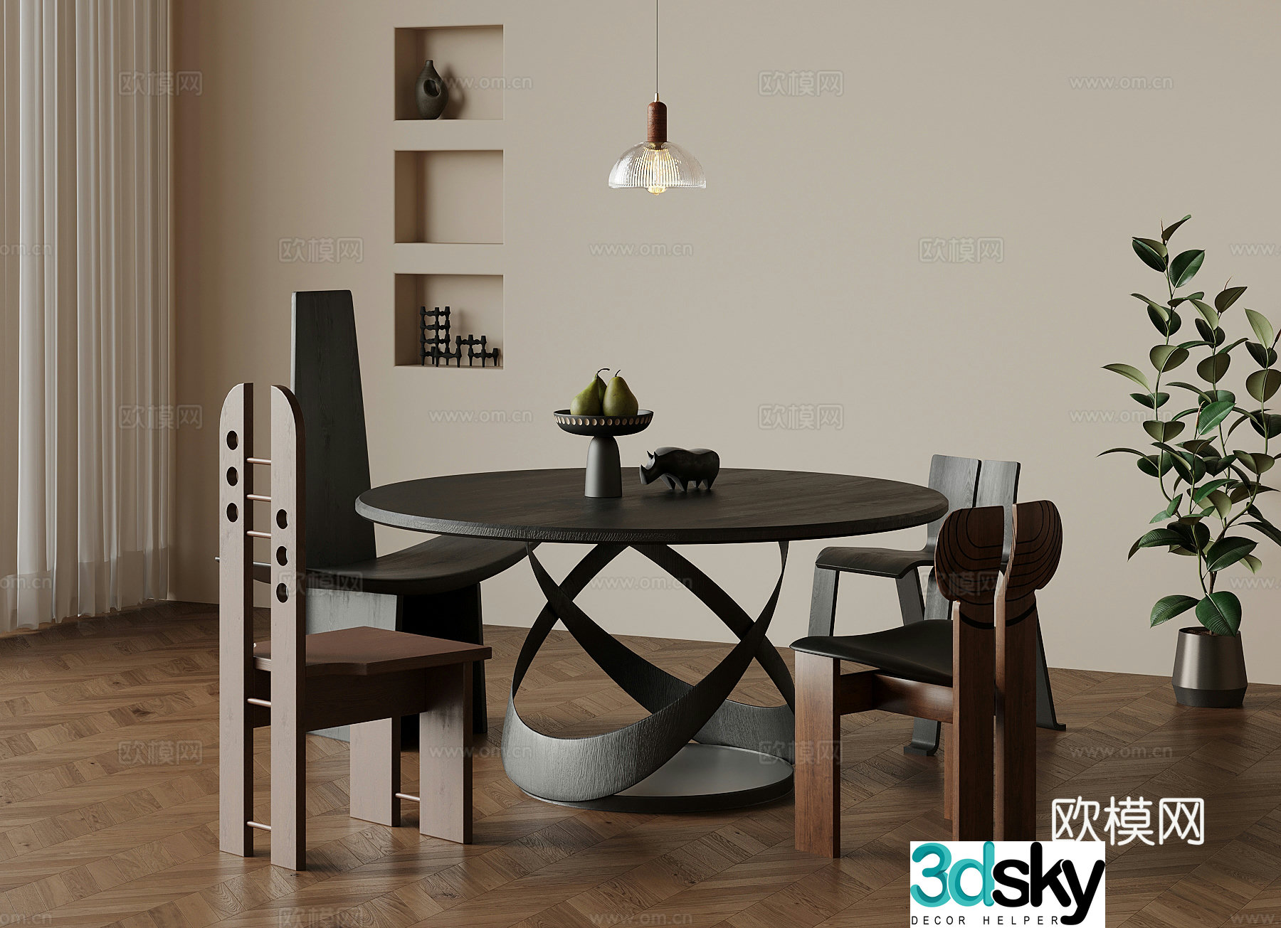 Dining table and chair French ancient dining table and chair Dining table 3D model