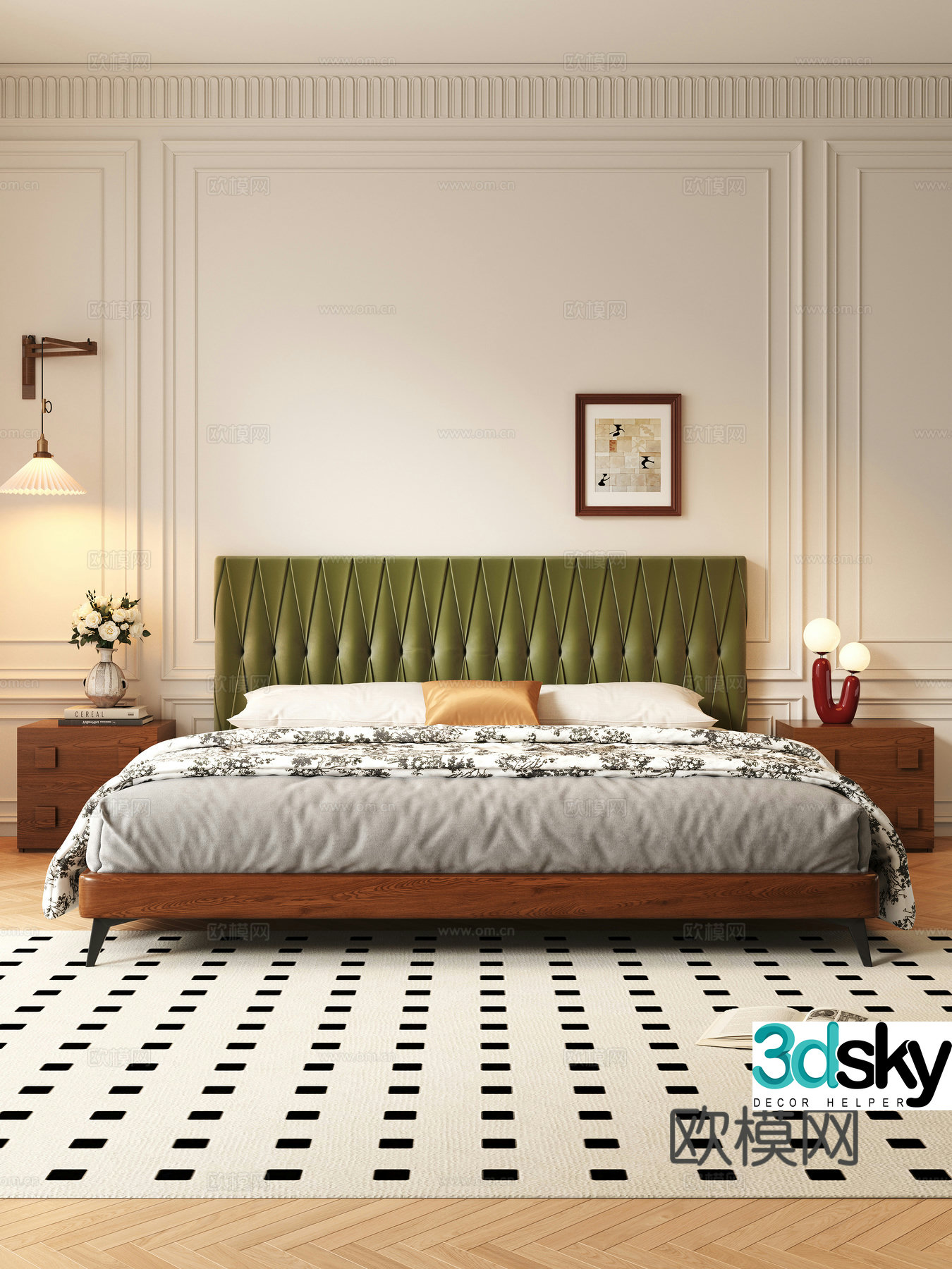 Middle-aged double bed 3D model