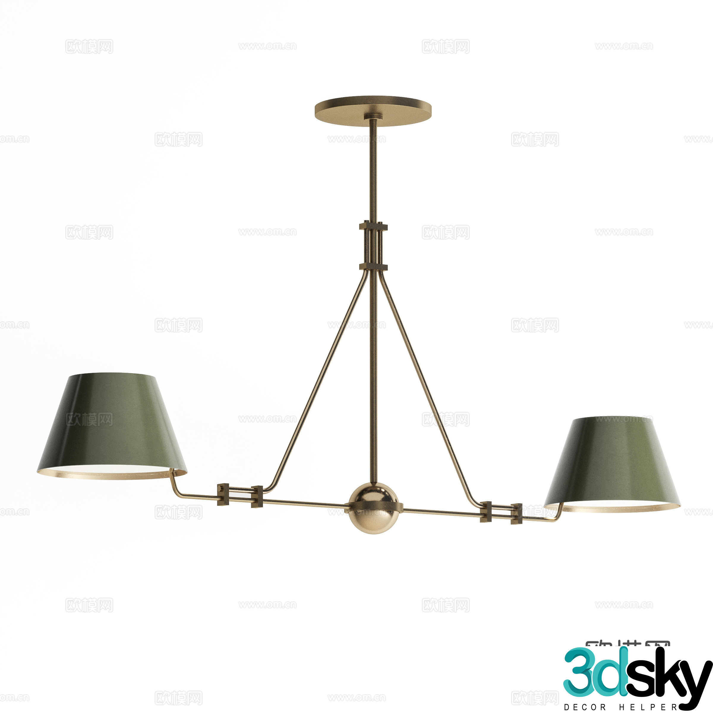 American simple decorative chandelier 3d model