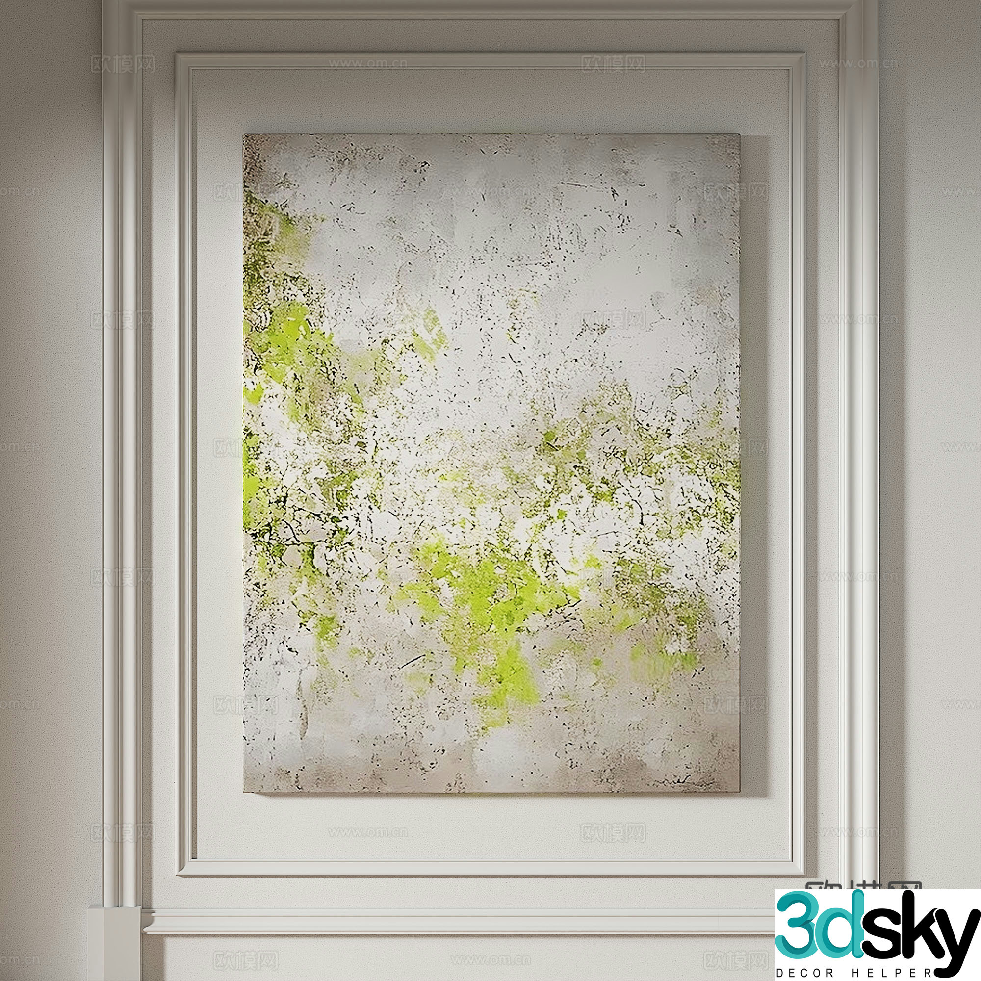 Modern simple texture abstract light luxury wasabi three-dimensional decorative painting 3d model