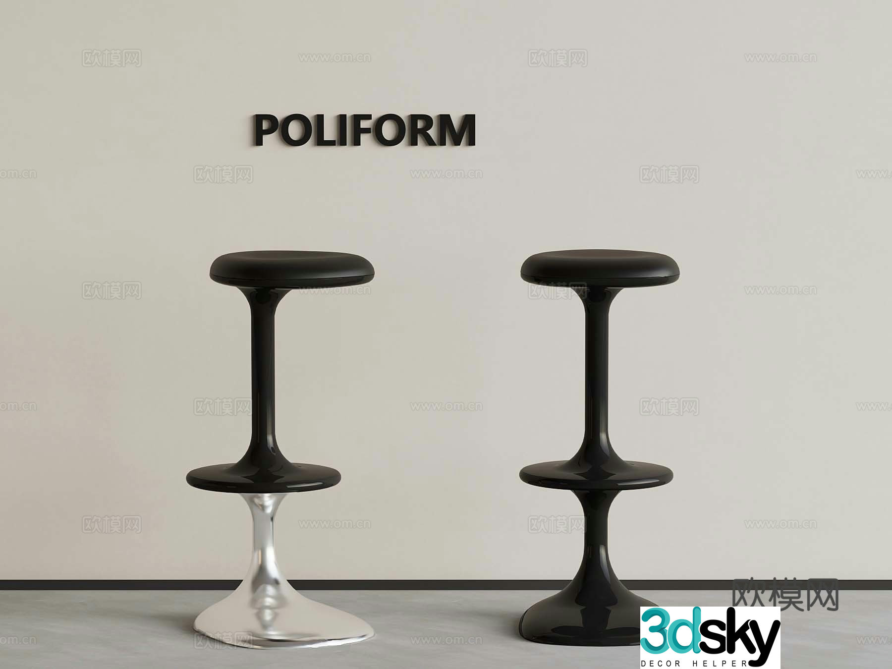 Modern bar stool 3d model