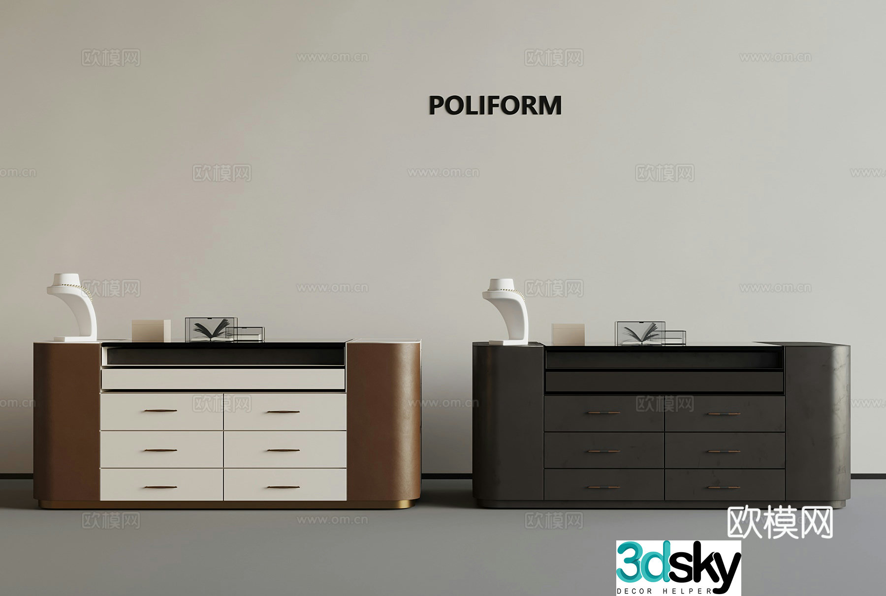 Side cabinet Jewelry cabinet Zhongdao cabinet 3D model