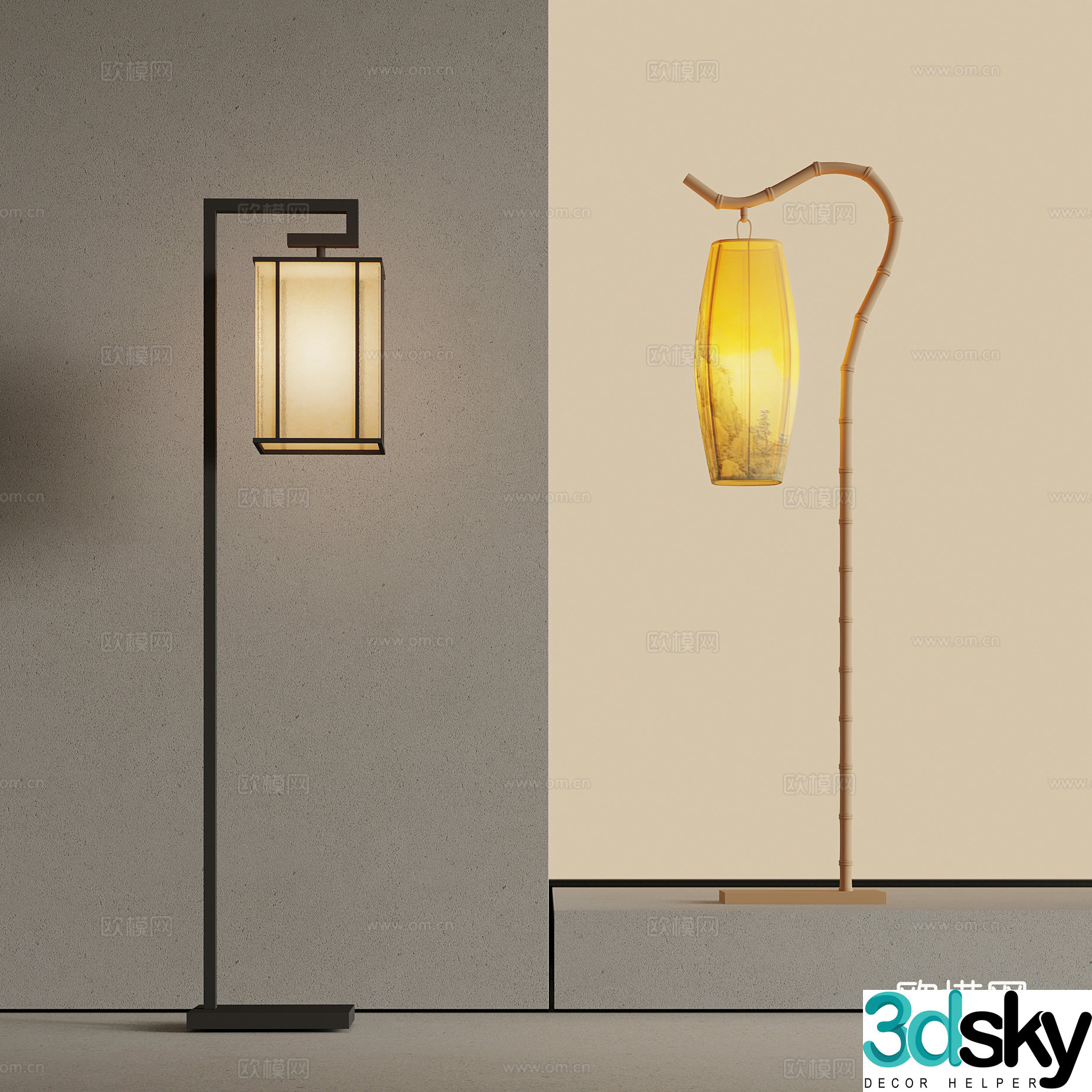 New Chinese floor lamp 3D model