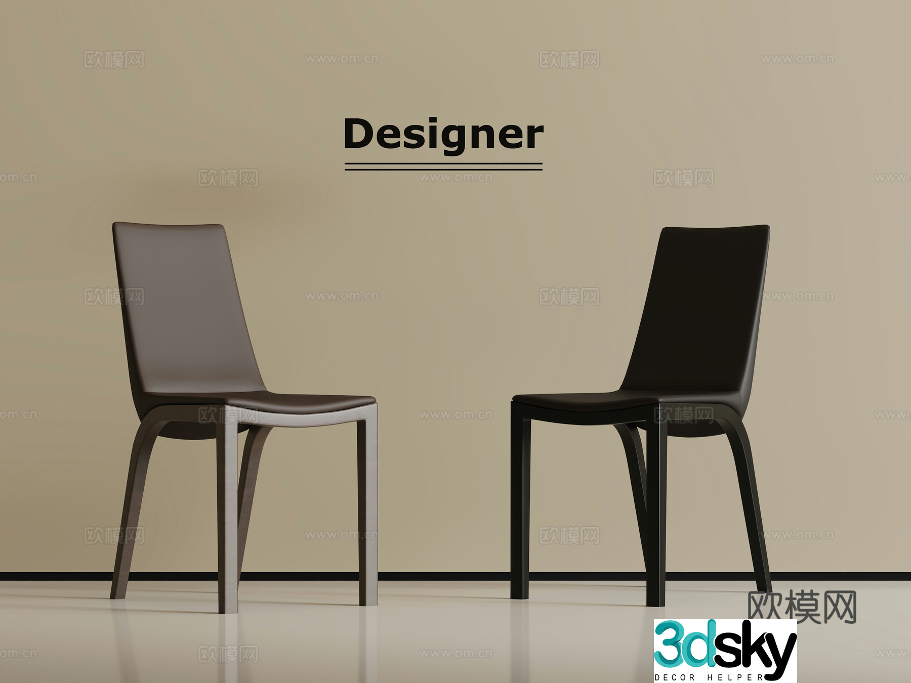 New Chinese style single chair dining chair 3D model