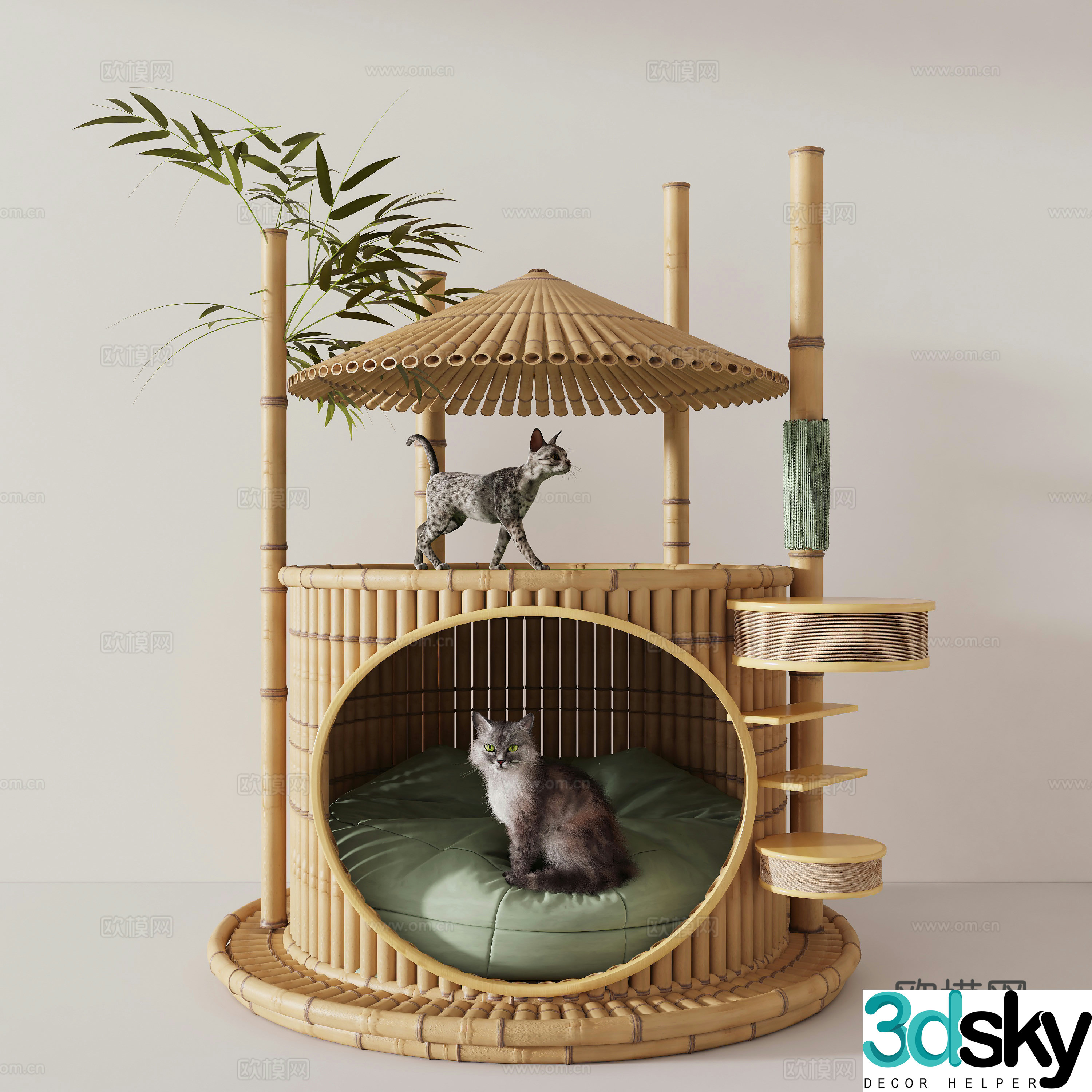 Cat House Cat House Cat Villa Creative Cat House Cat Climbing Frame Bamboo Design Cat House Cat Cat Scratch Board 3D Model