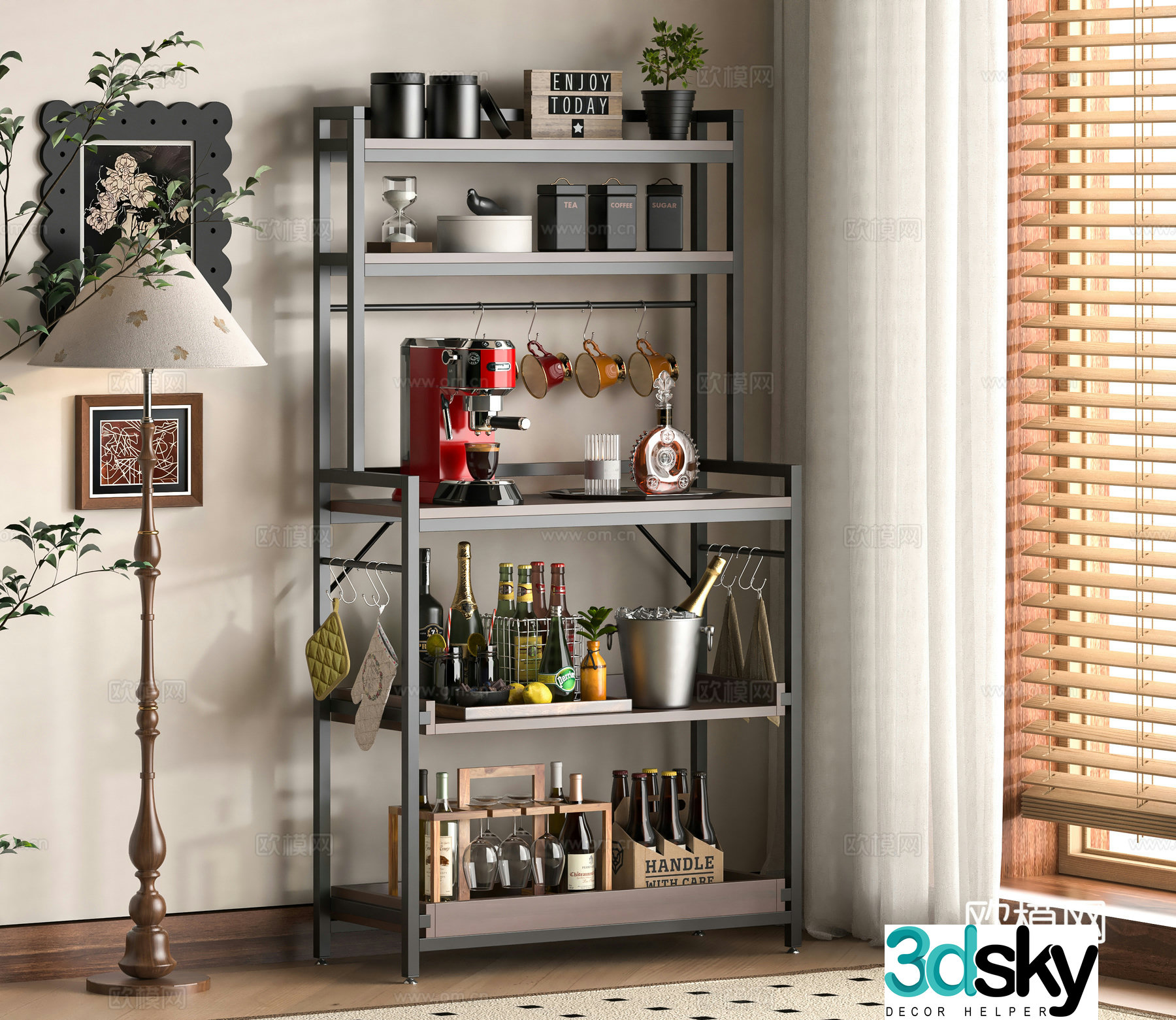 Modern kitchen shelf 3d model
