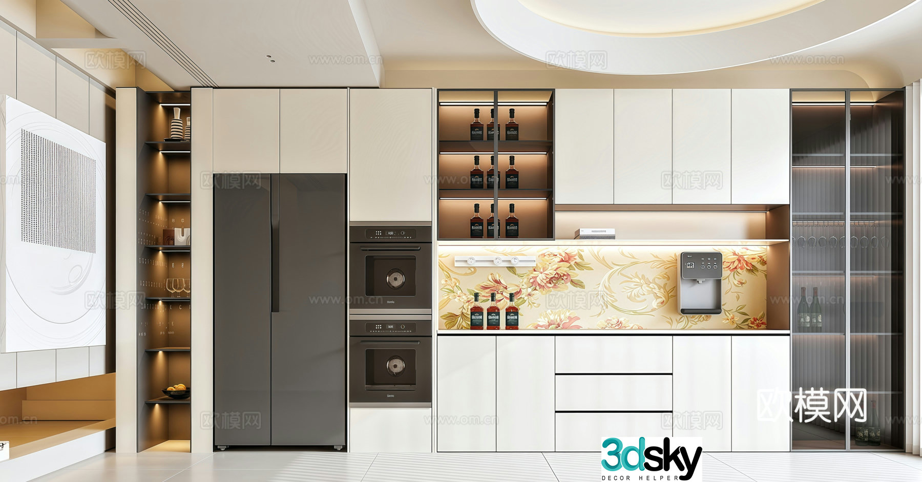 Modern sideboard refrigerator cabinet 3d model