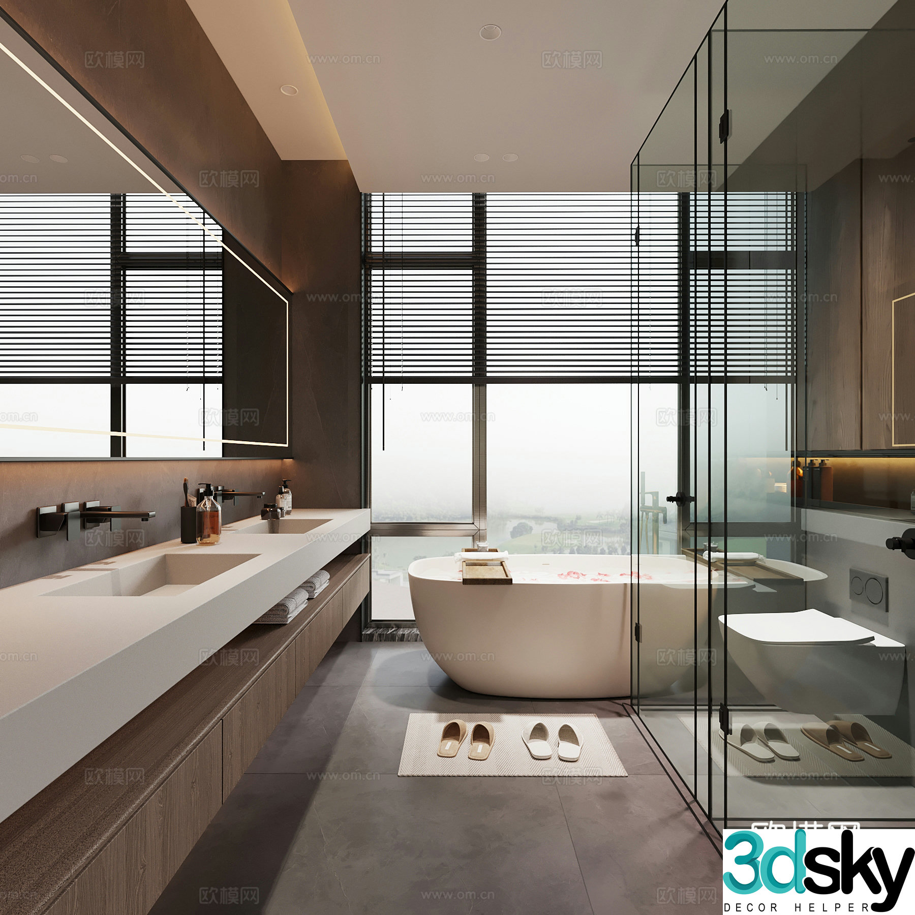 Modern bathroom bathroom cabinet shower partition bathtub 3d model