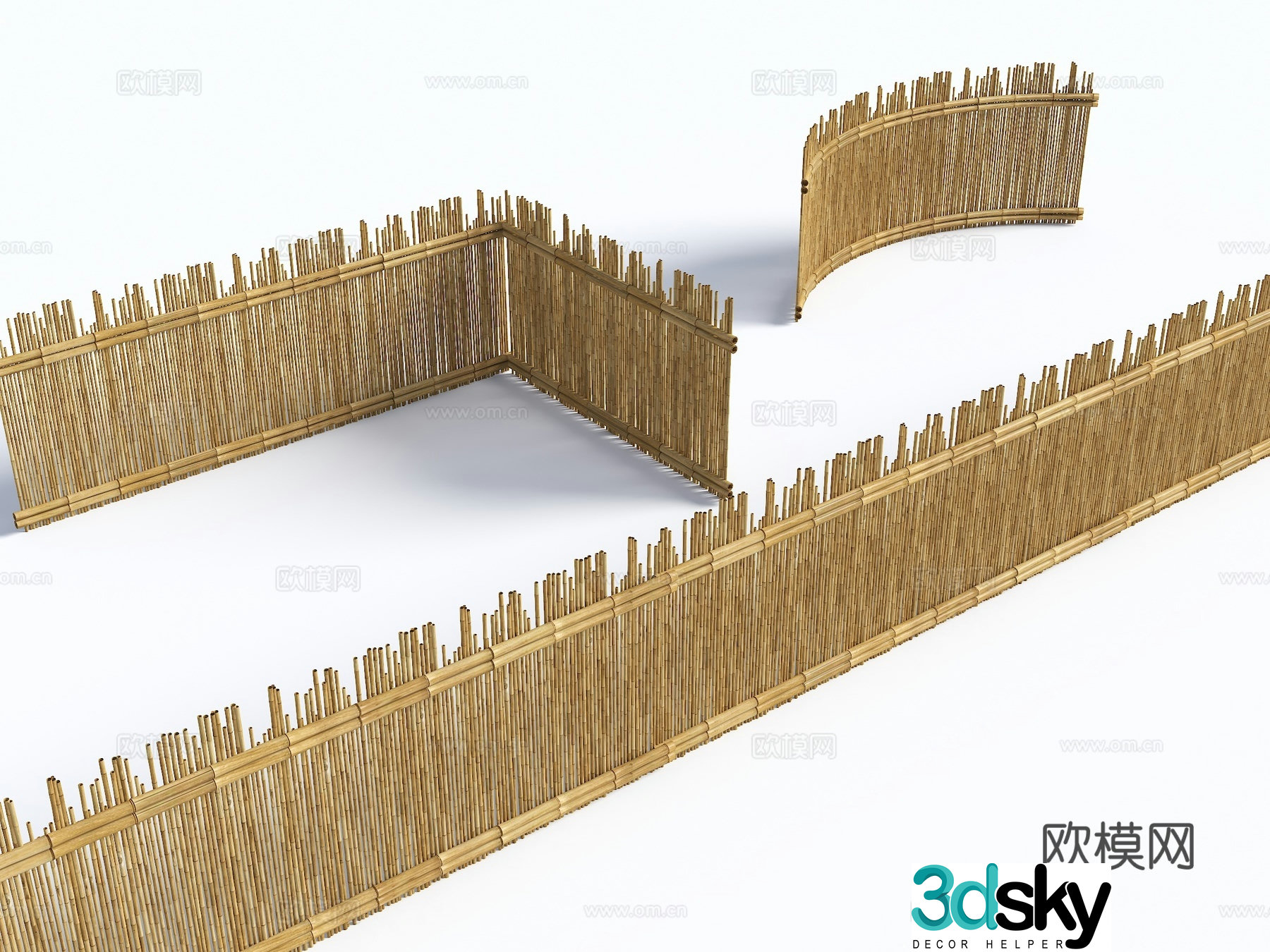 Chinese style bamboo fence bamboo fence partition courtyard fence fence fence fence 3d model