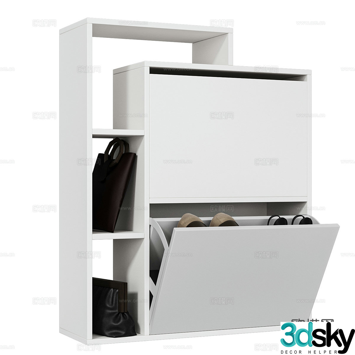 Modern Nordic finished low shoe cabinet 3D model