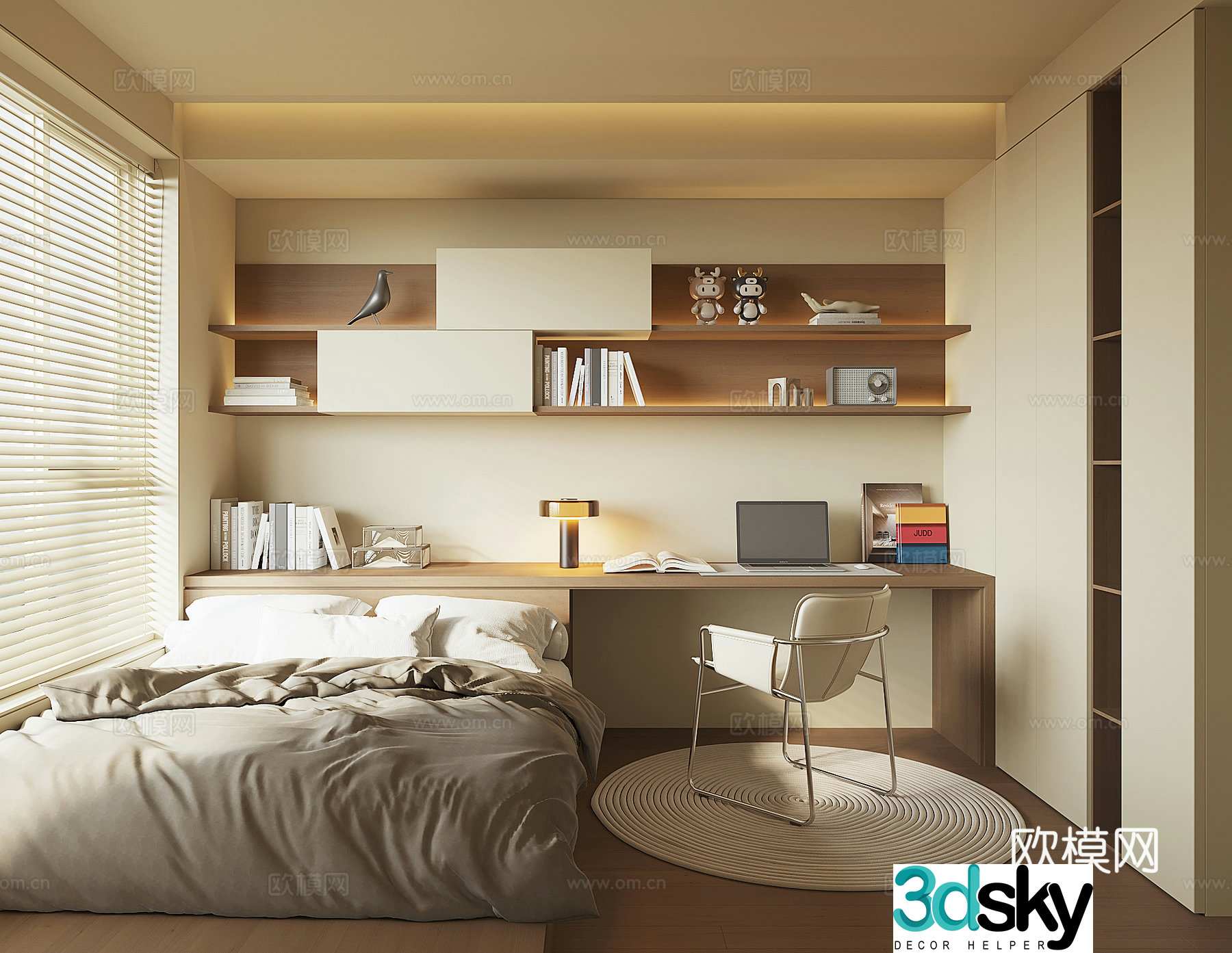 Modern tatami bedroom 3d model