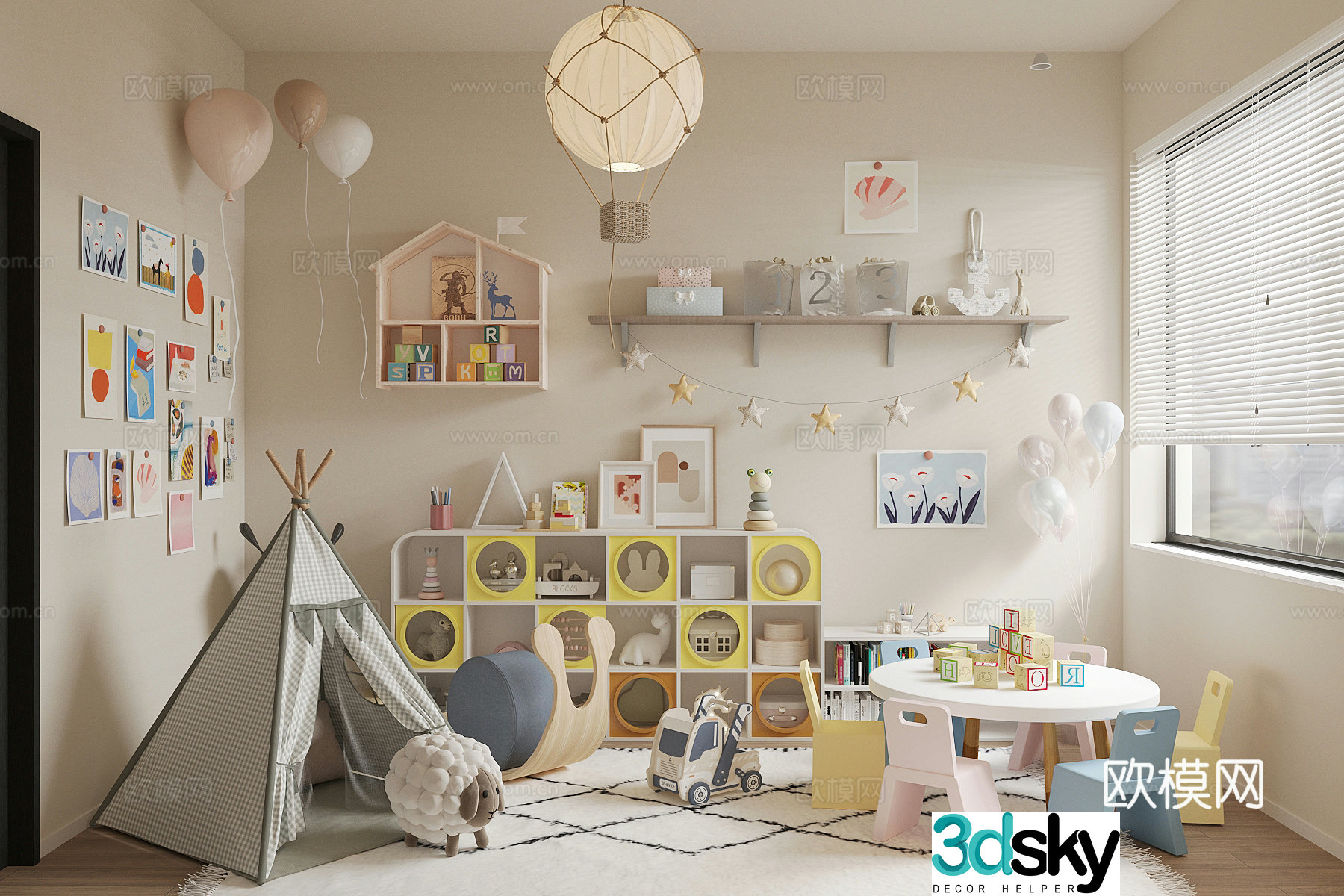 Modern children’s entertainment room Toy room Children’s room Toy storage cabinet 3D model