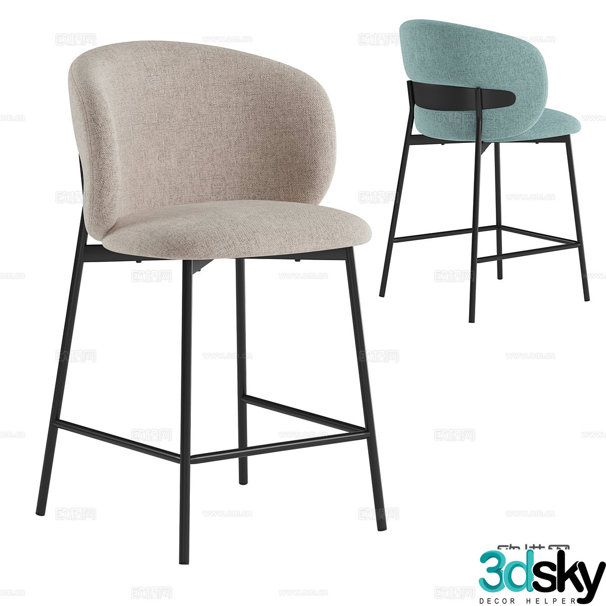Modern Italian minimalist bar chair 3d model