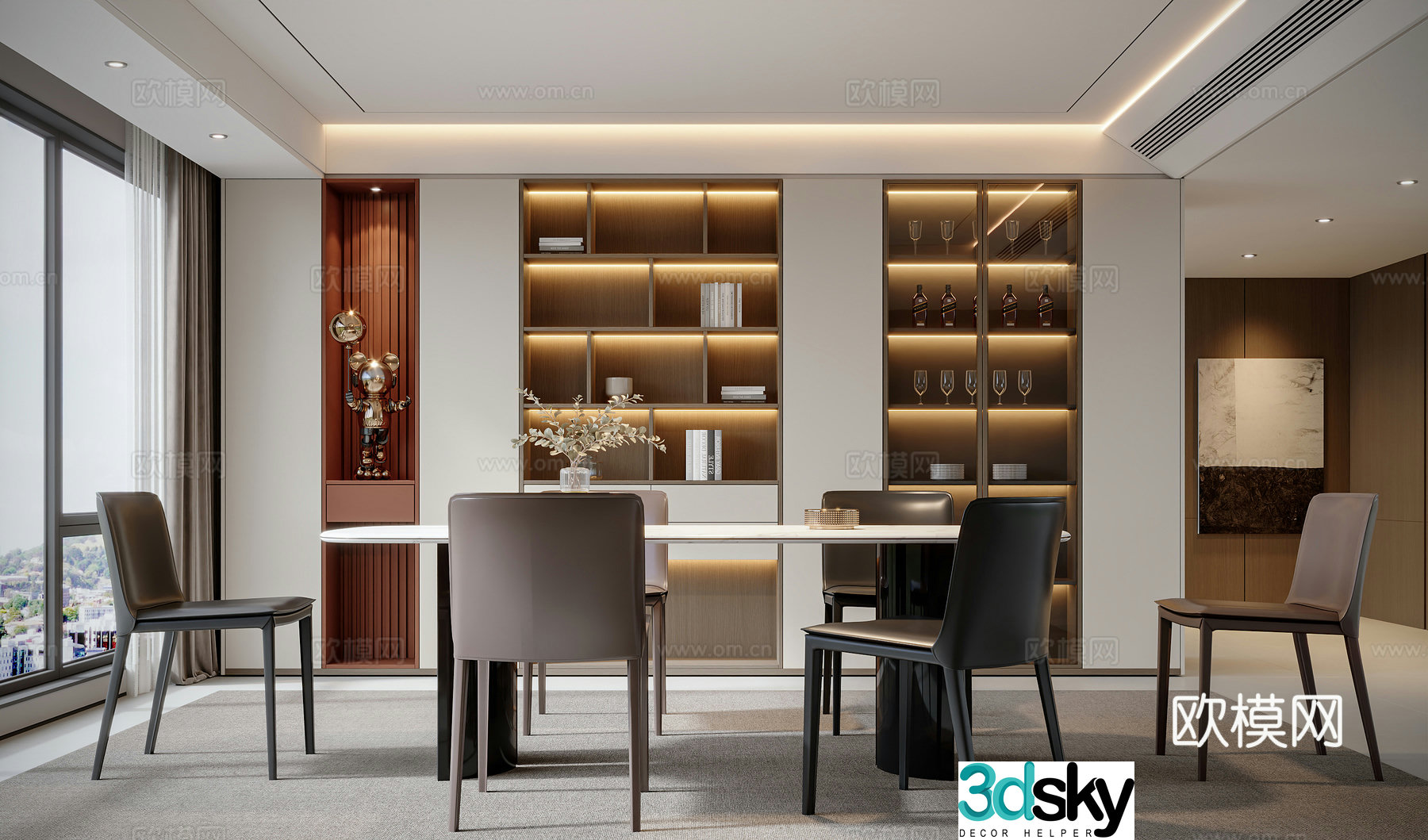 Modern home restaurant 3d model