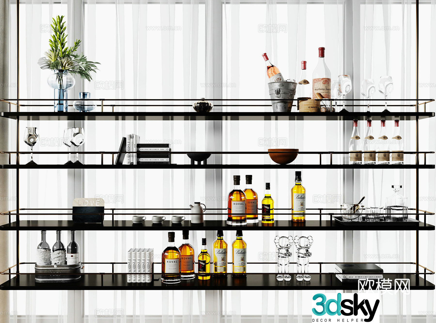 Modern wine rack 3d model