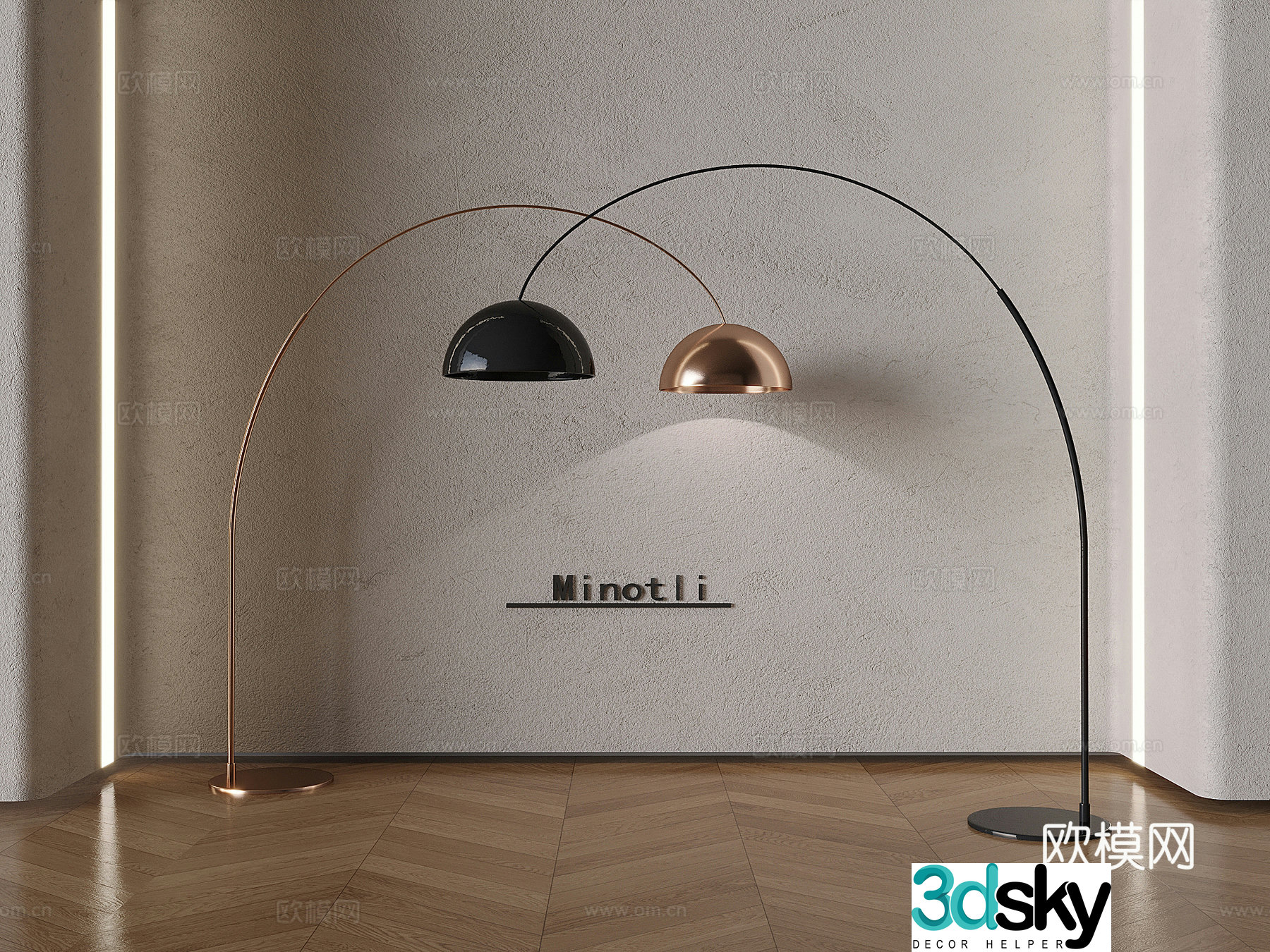 Italian minimalist fishing lamp metal floor lamp 3d model