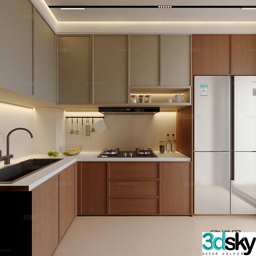 Modern medieval closed kitchen medieval style kitchen u-shaped kitchen l-shaped kitchen kitchen supplies 3D model