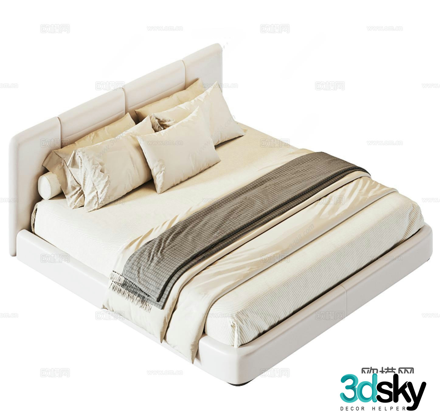 Modern double bed 3d model