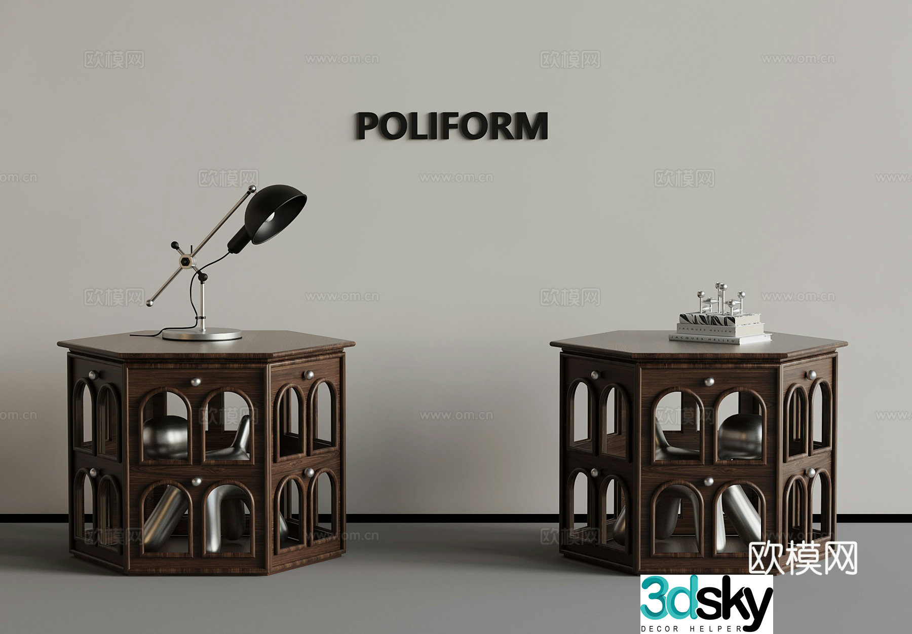 Bedside table French retro bedside table 3d model