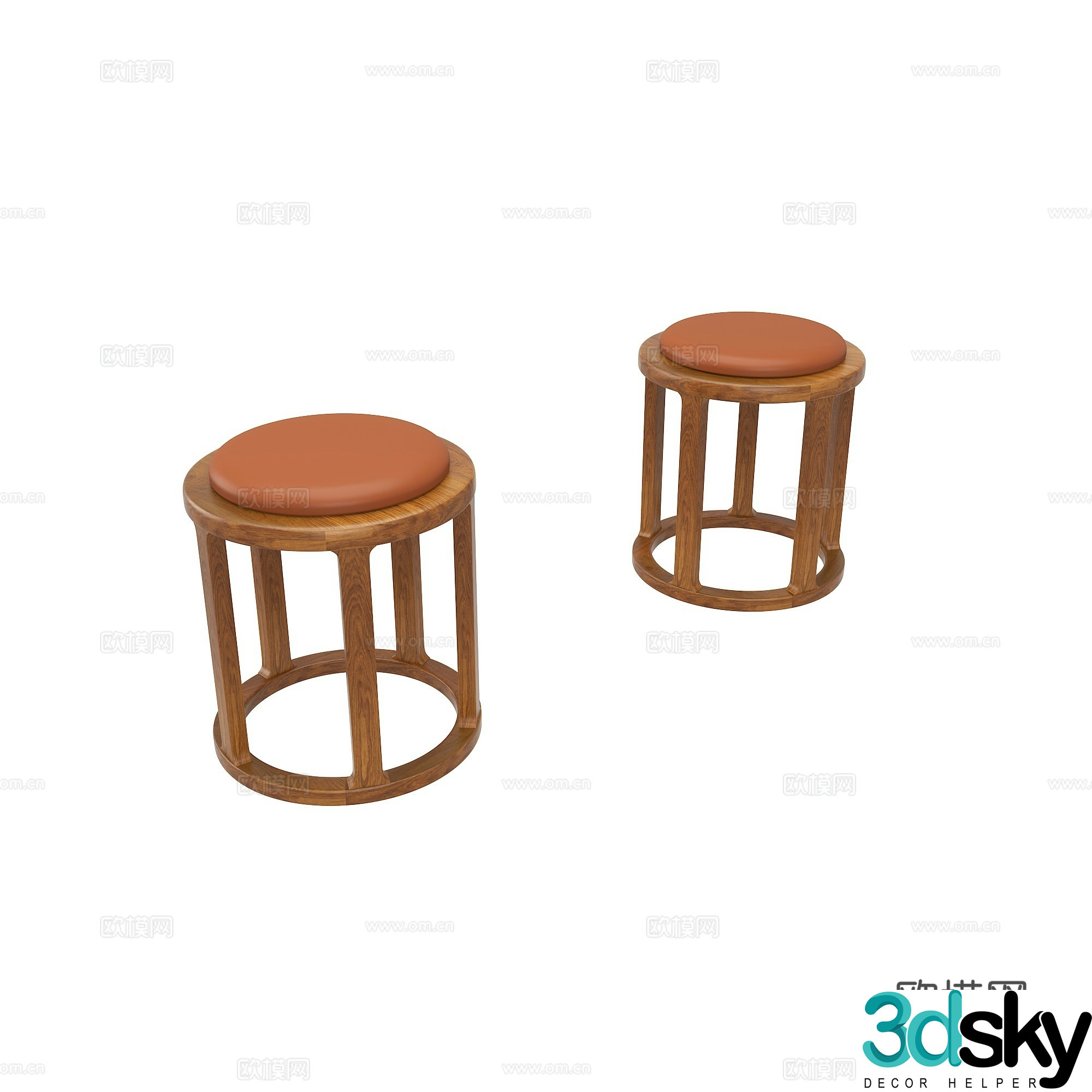 Retro small stool 3d model
