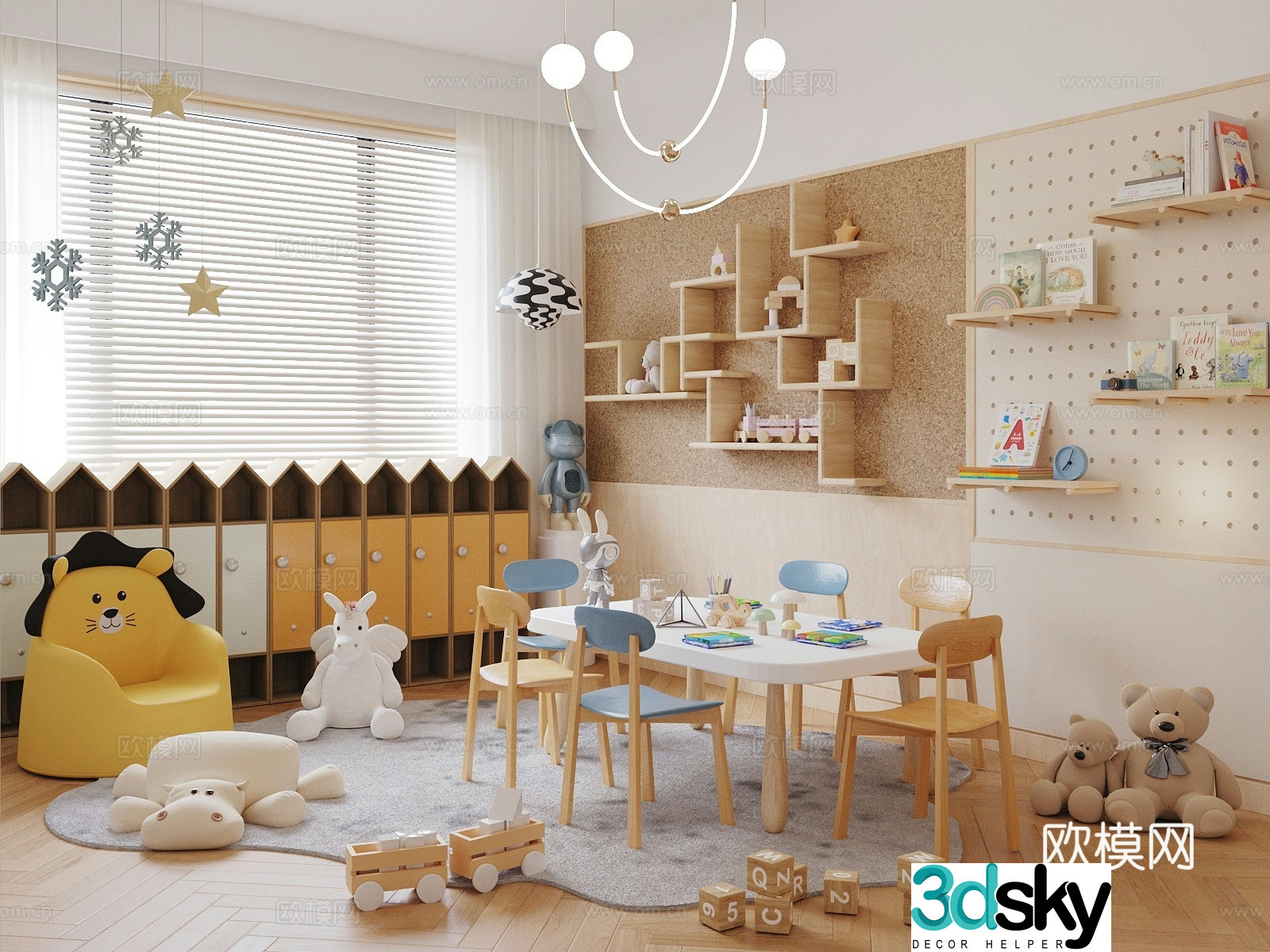 Modern children’s entertainment room Toy room Children’s room Toy storage cabinet 3D model
