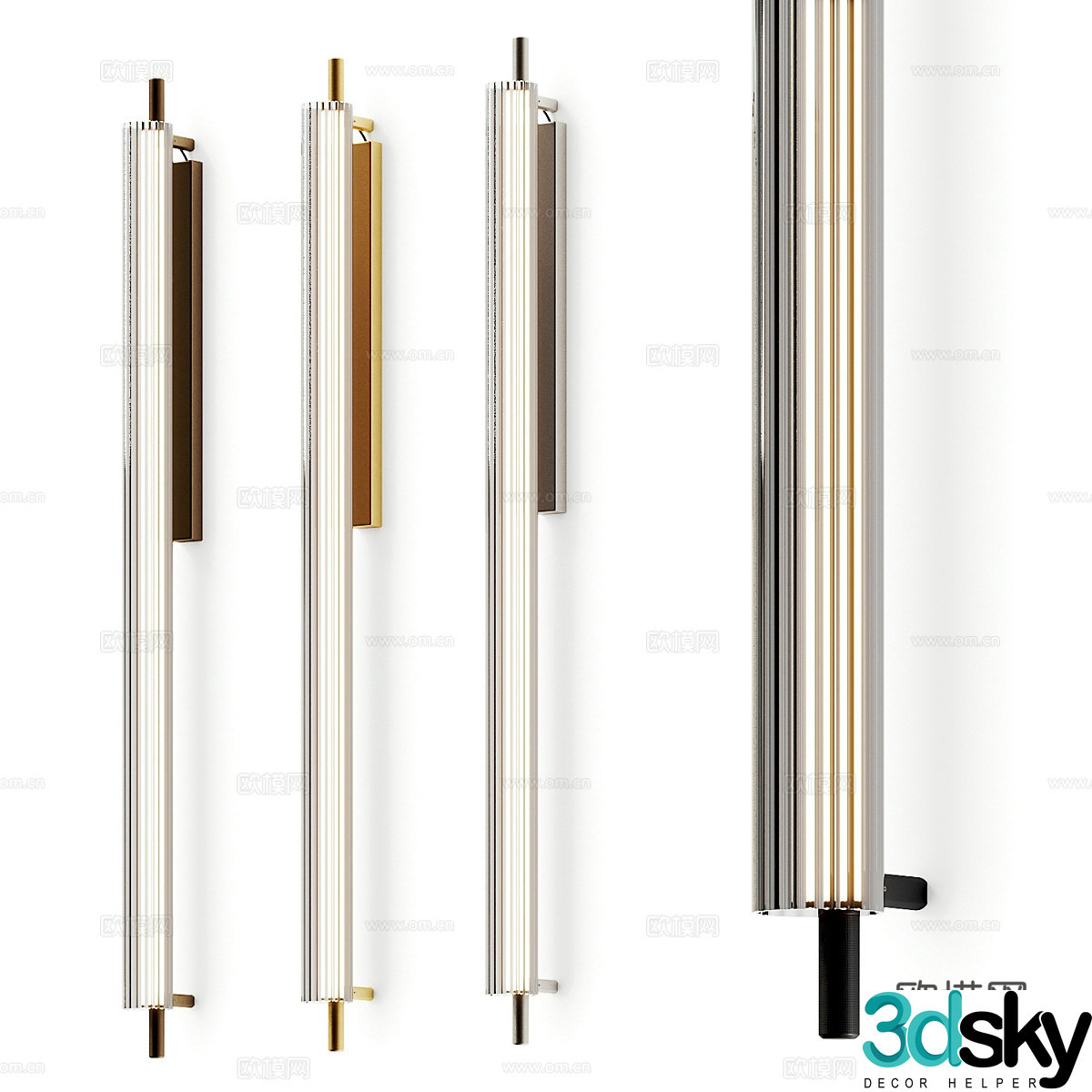Modern light luxury minimalist glass long strip wall lamp 3D model