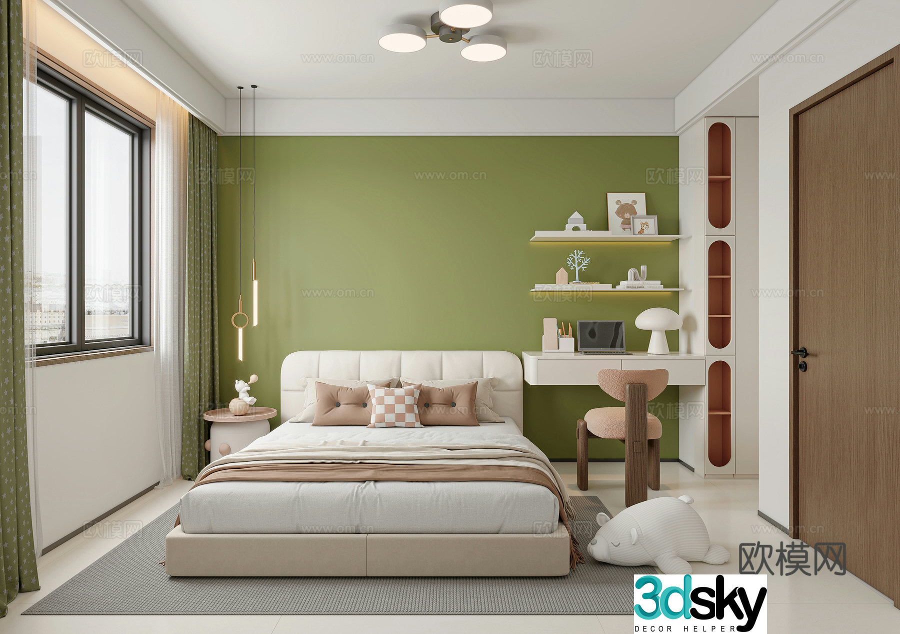 Modern minimalist bedroom 3d model