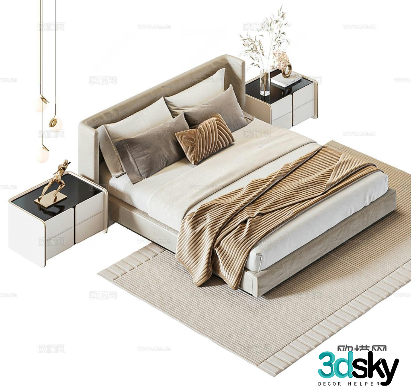 Modern double bed 3d model