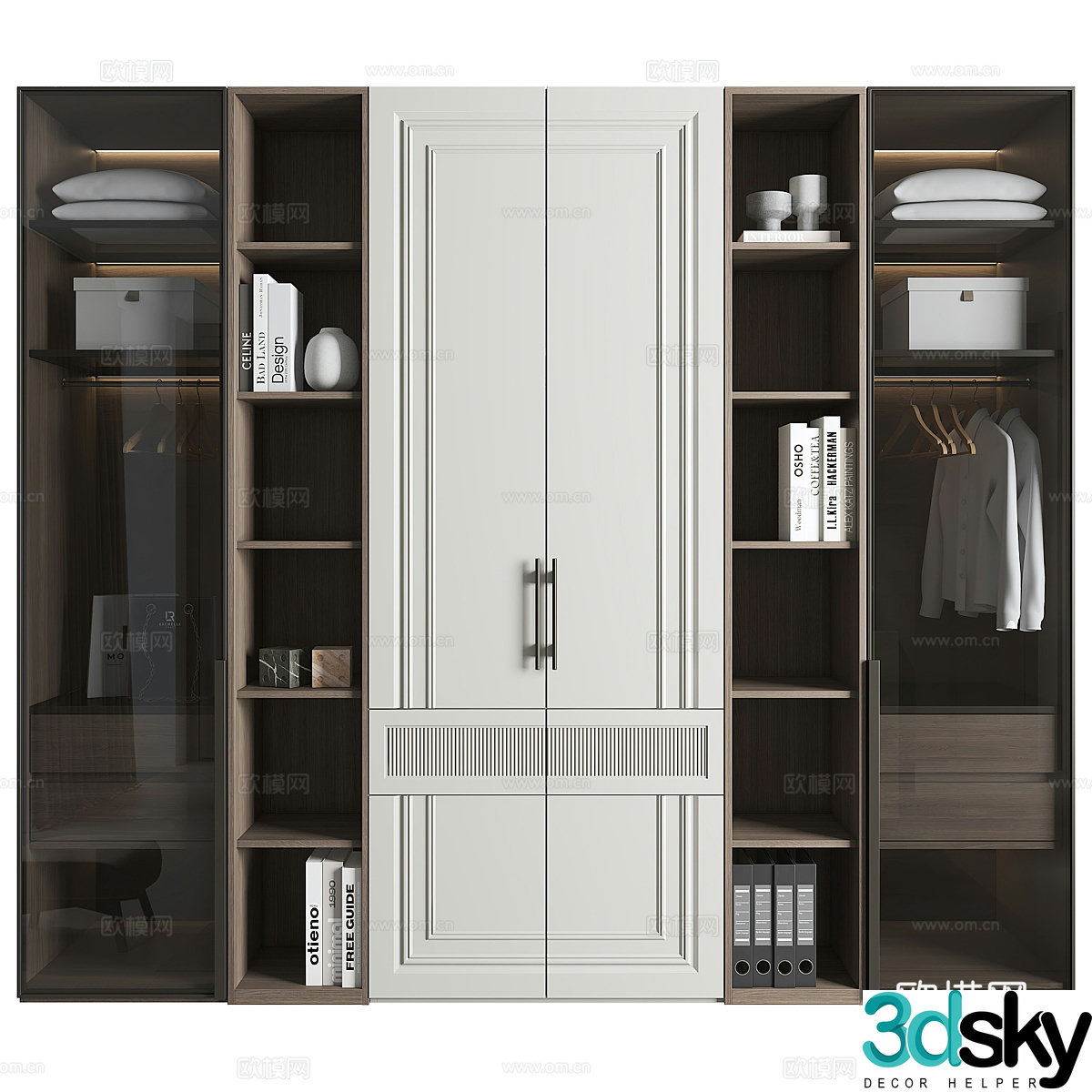 Modern Italian light luxury wardrobe 3D model