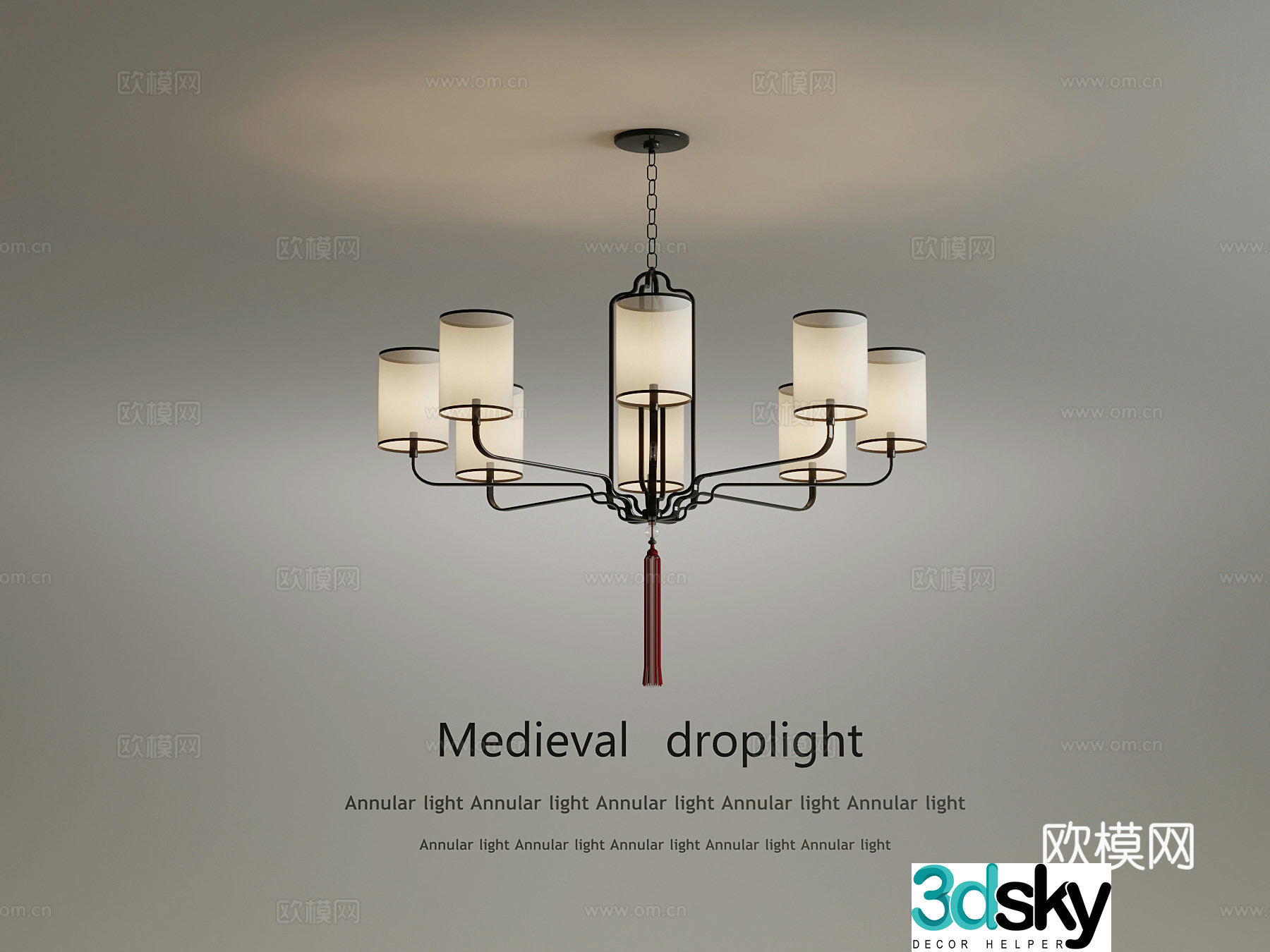 New Chinese Chandelier Bedroom Chandelier 3D Model
